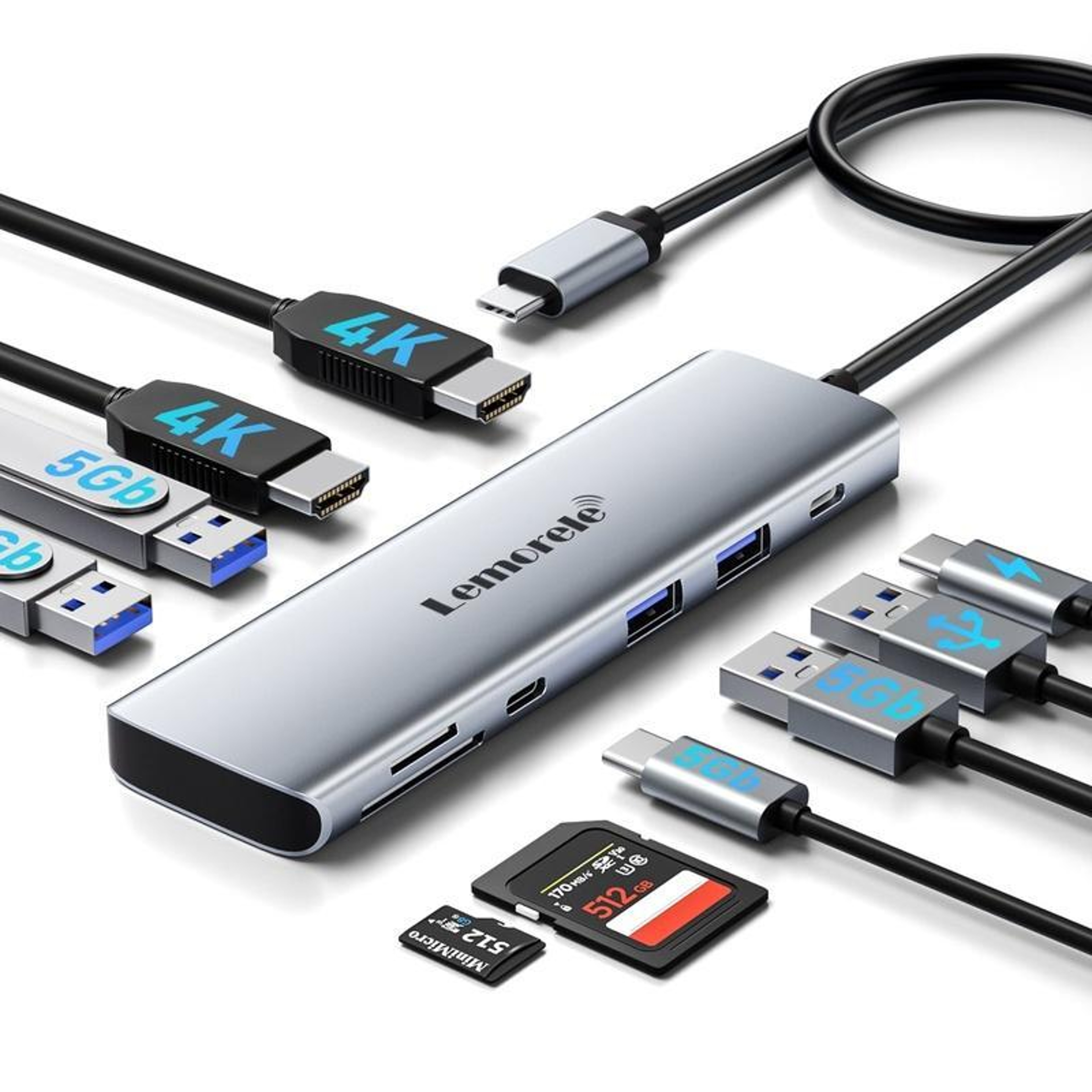 Lemorele TC91 USB-C Docking Station Triple Display Hub with Gigabit Ethernet & 100W PD Charging – view 1