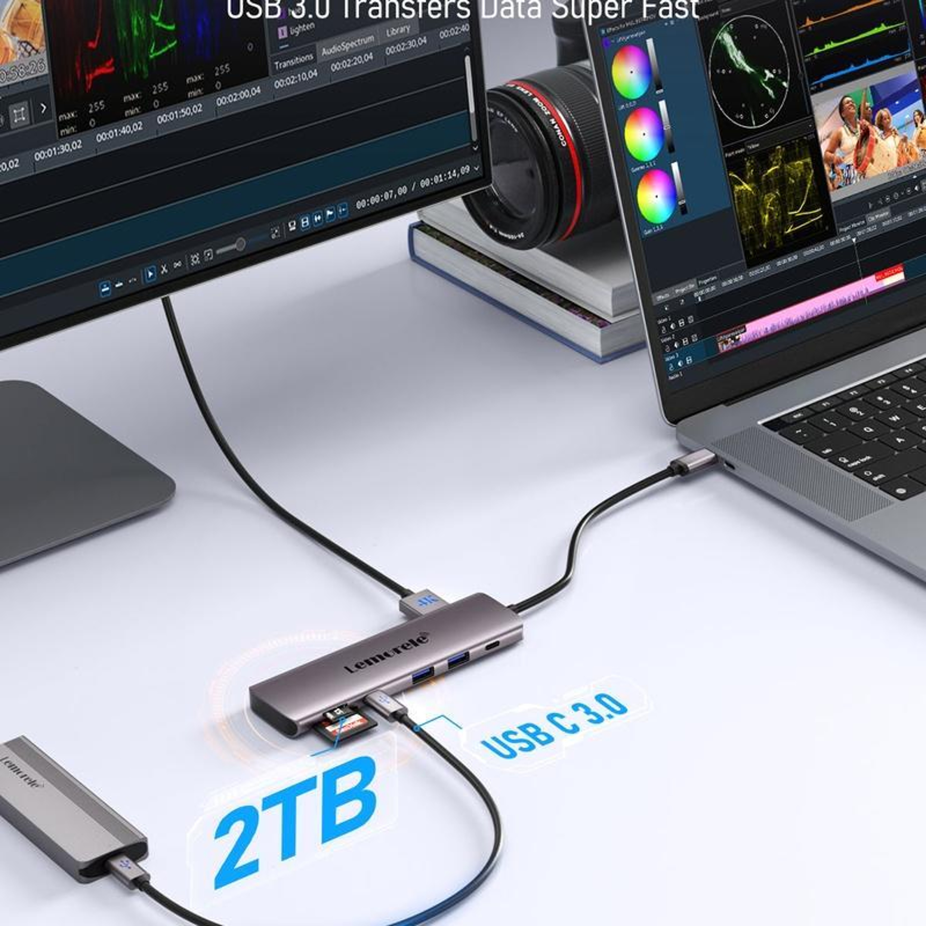 Lemorele TC91 USB-C Docking Station Triple Display Hub with Gigabit Ethernet & 100W PD Charging – view 5