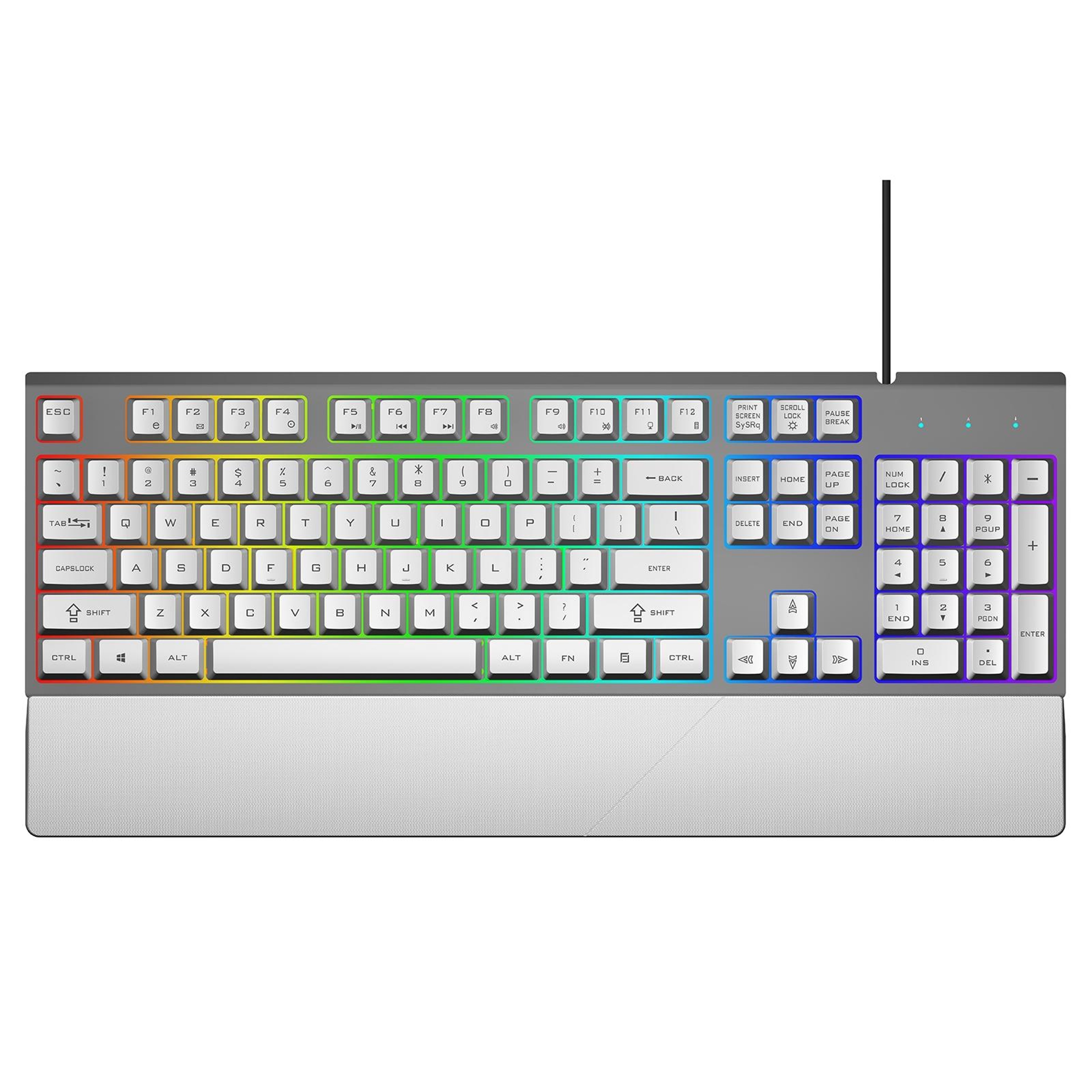 GK60 Metal Panel Gaming Keyboard with Wrist Rest, 104 Keys, USB Wired Splash-Resistant Design – view 1