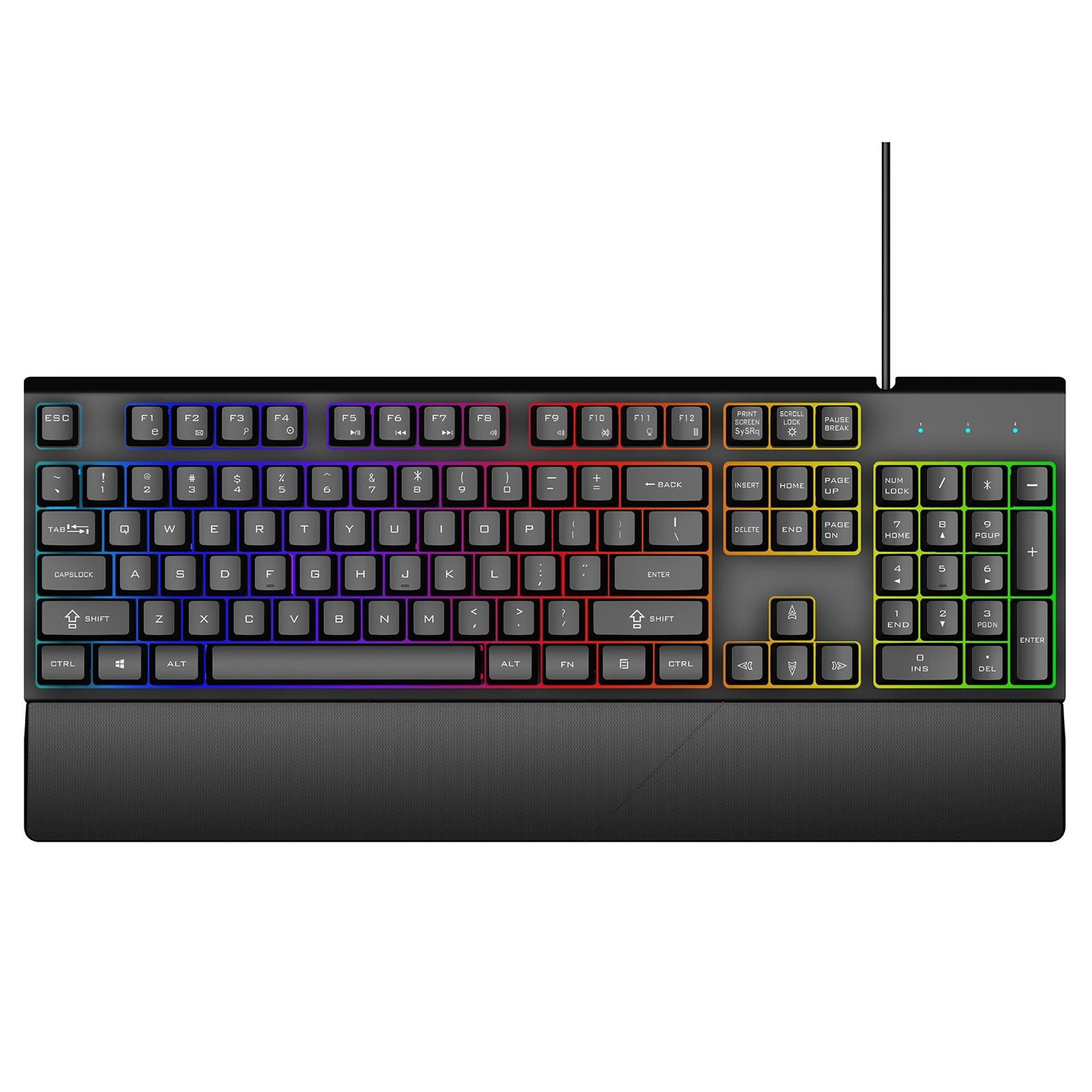 GK60 Metal Panel Gaming Keyboard with Wrist Rest, 104 Keys, USB Wired Splash-Resistant Design – view 9