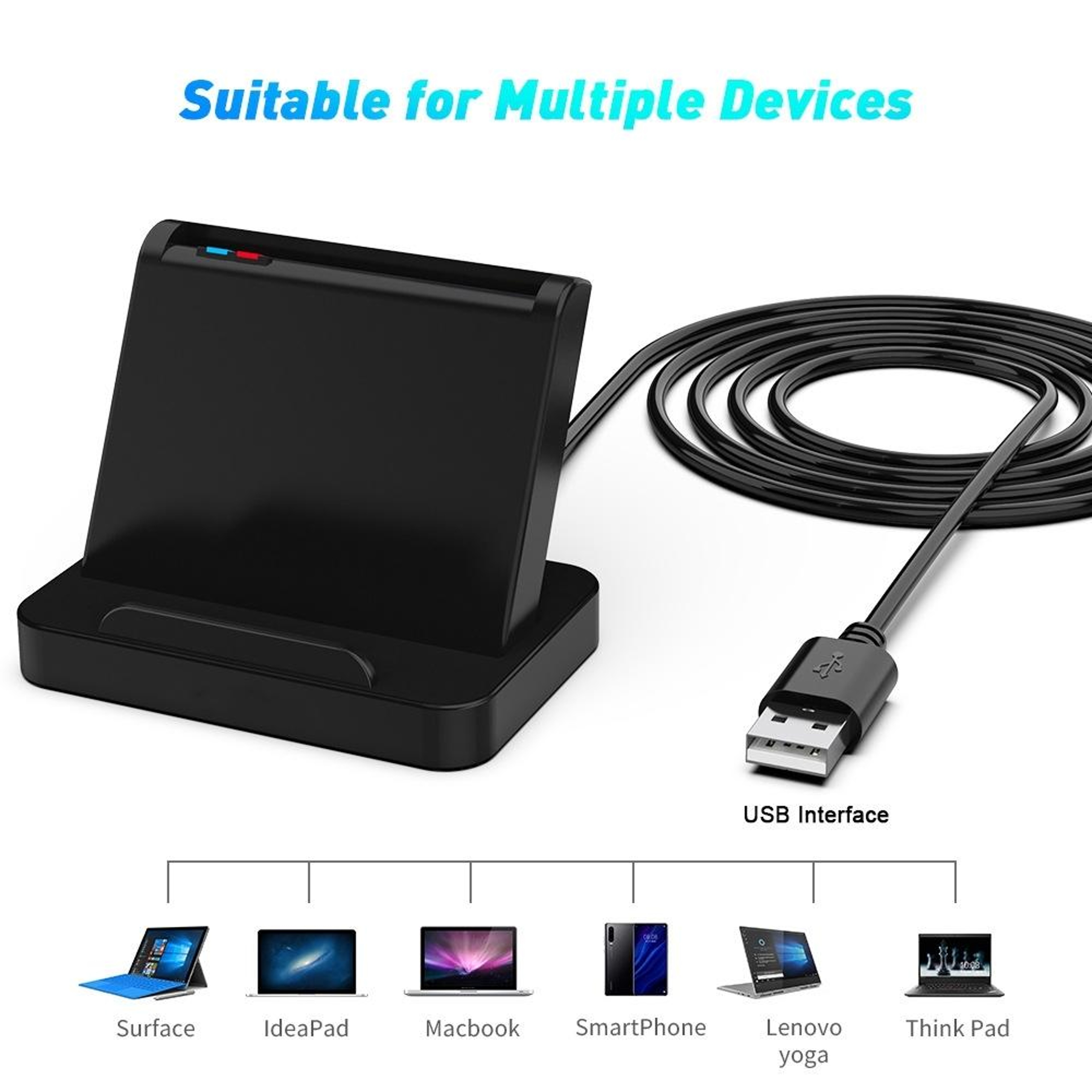 Rocketek SCR816 USB Smart Card Reader for CAC, SIM, IC & ATM Cards – view 4