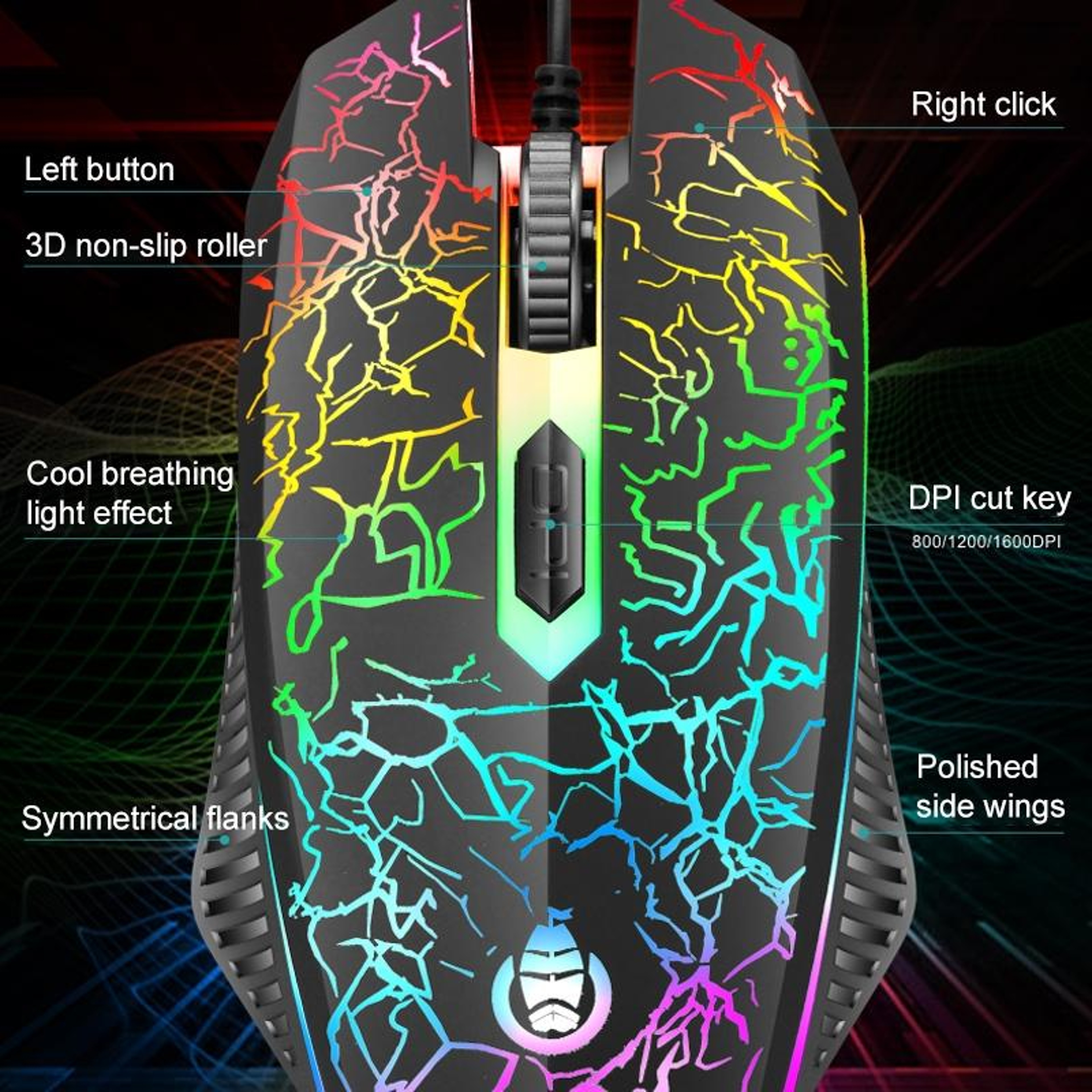 SHIPADOO D620 RGB Gaming Wired Mouse with Adjustable DPI and Ergonomic Grip – view 4