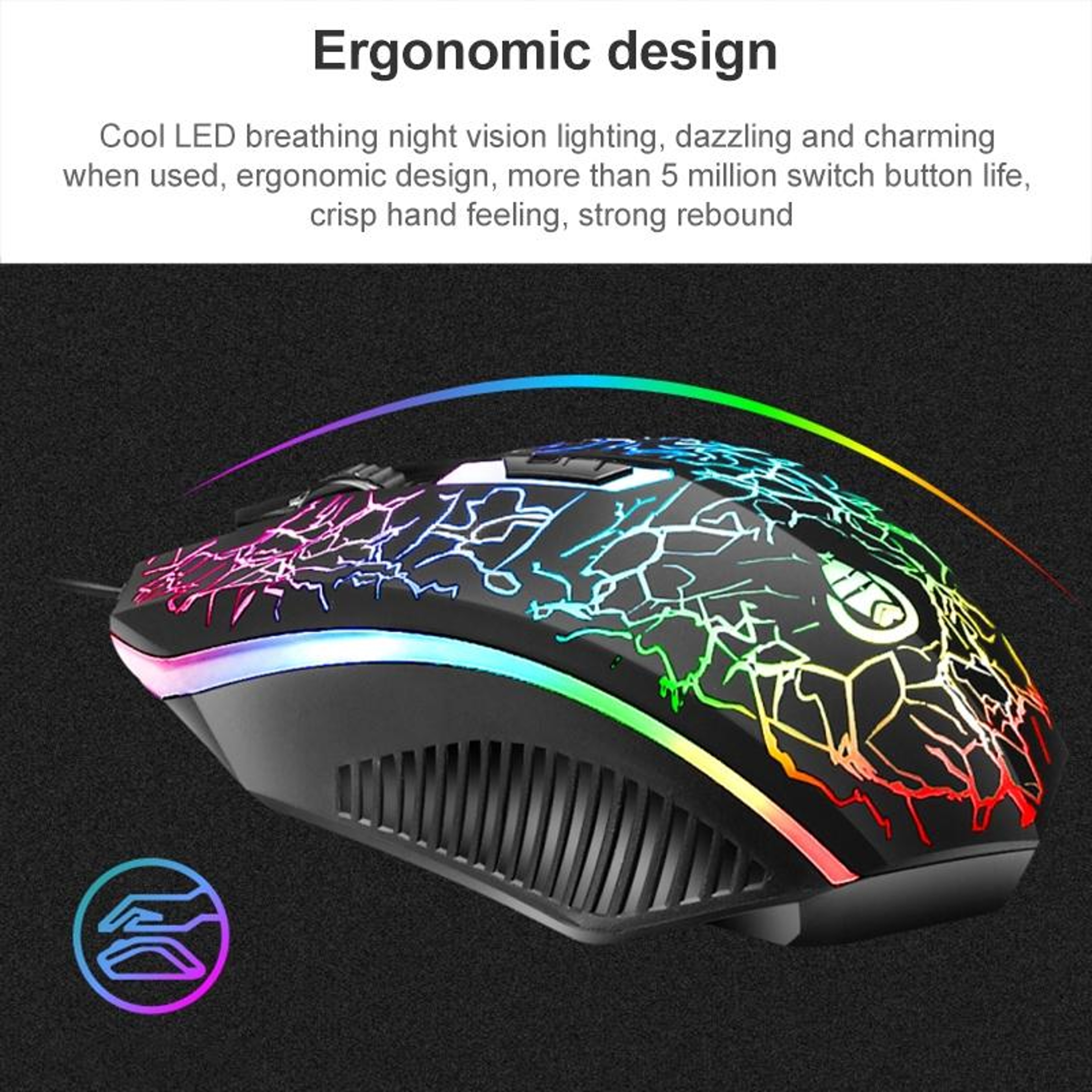 SHIPADOO D620 RGB Gaming Wired Mouse with Adjustable DPI and Ergonomic Grip – view 7