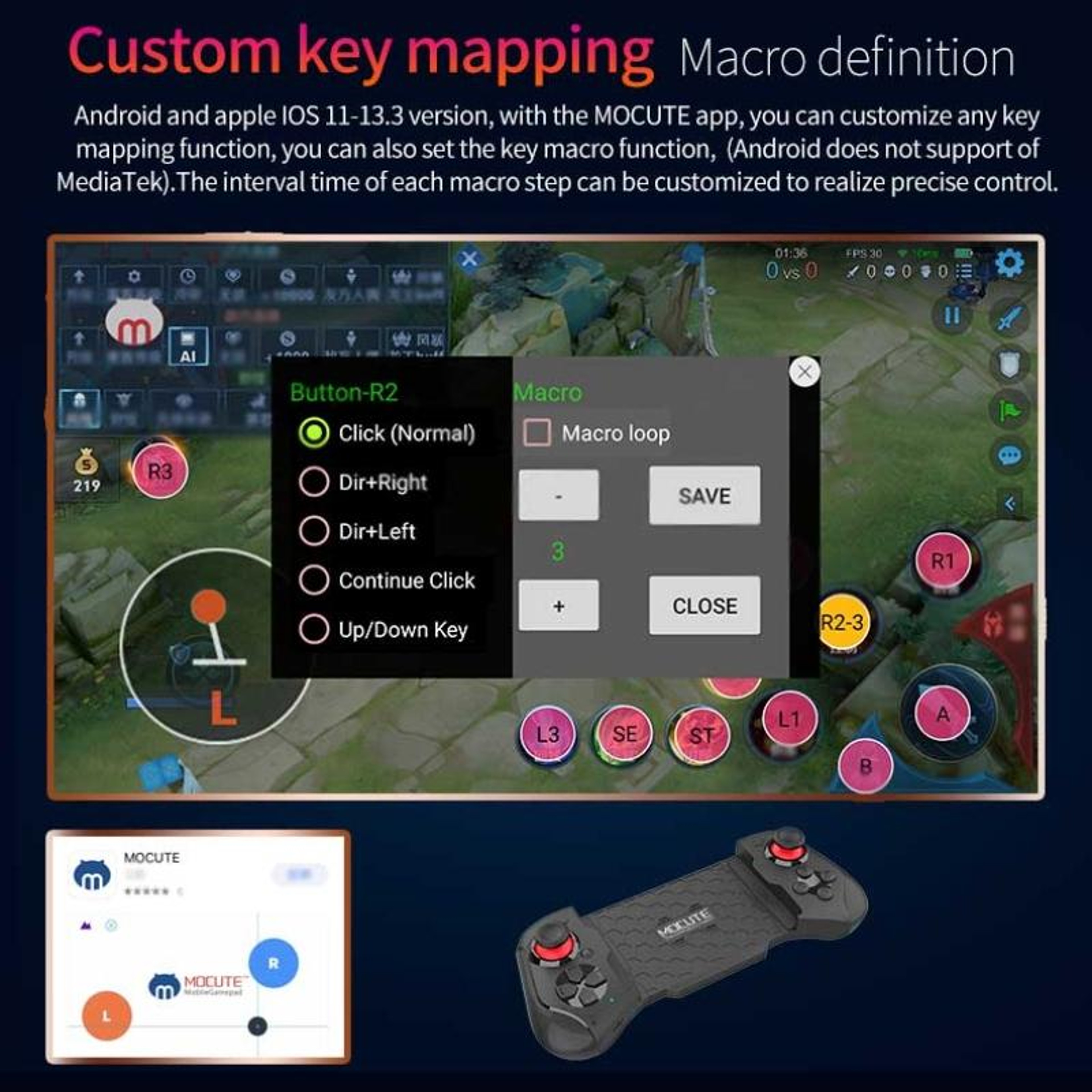 MOCUTE 060 Bluetooth Mobile Gaming Controller With Dual Joysticks For Android  IPhone 5