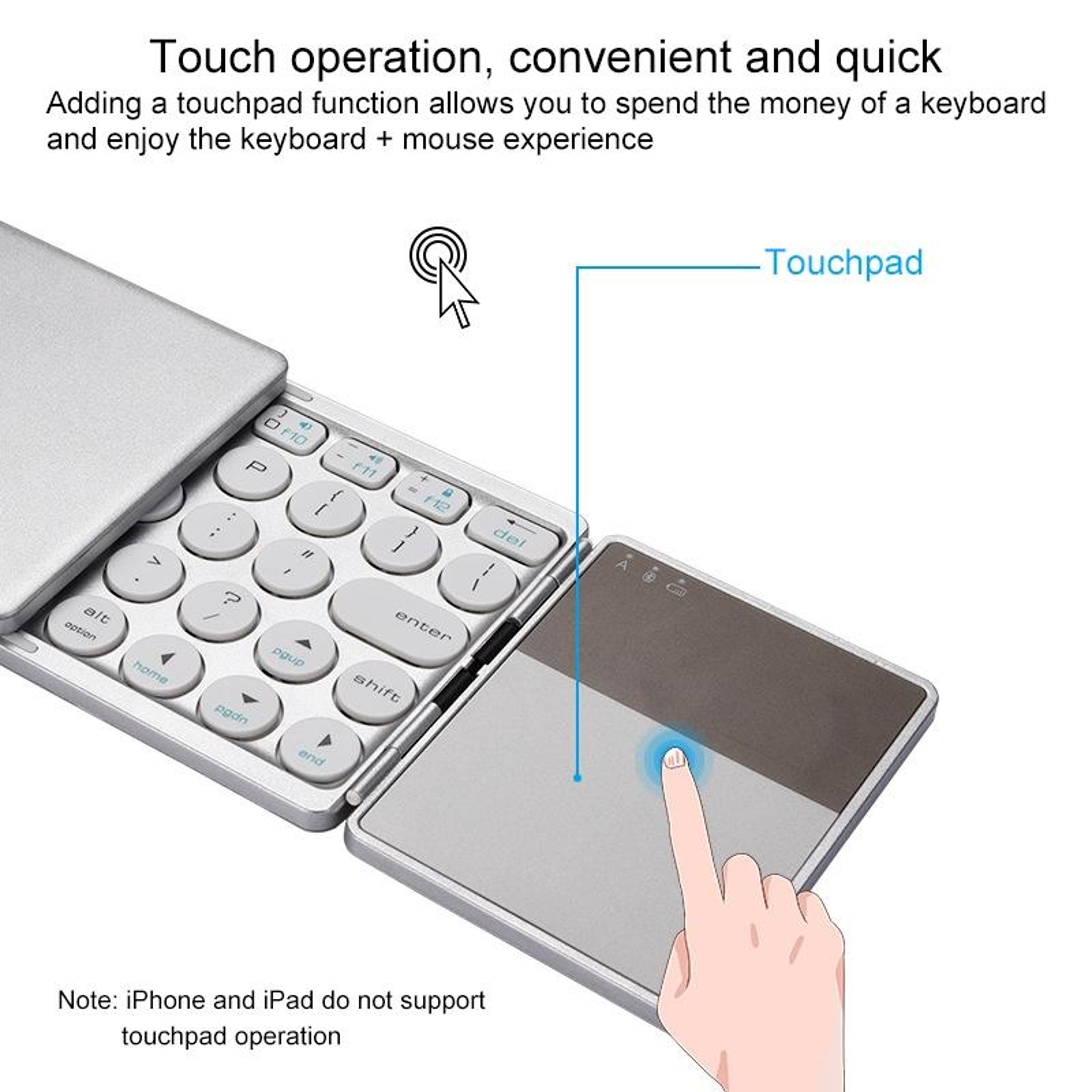 TriFold Pro Wireless Bluetooth Keyboard with Touchpad for Android, iOS & Windows – view 4