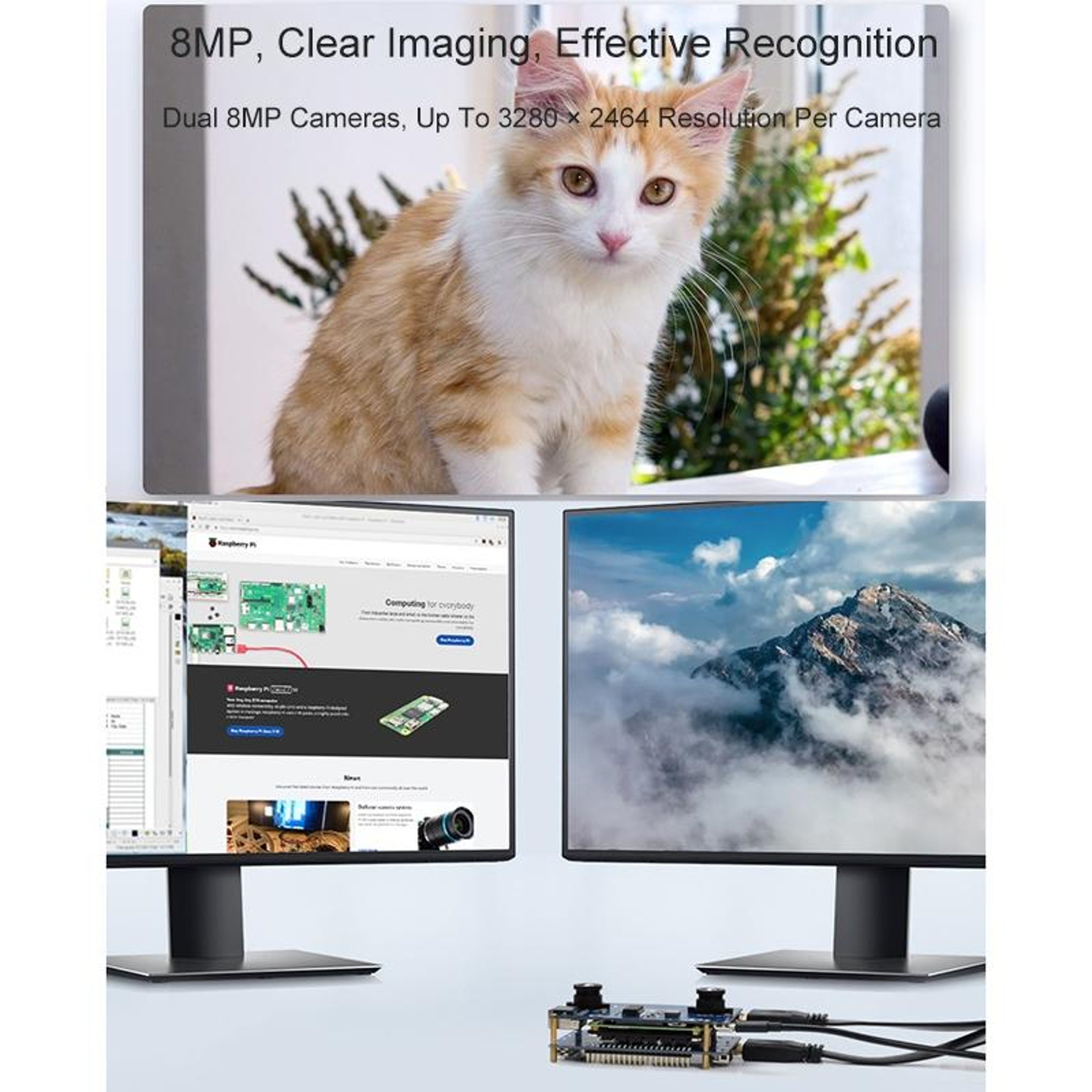 Waveshare CM4 Stereo Vision Camera Board with Dual 8MP IMX219 Cameras & Interface Expander – view 5