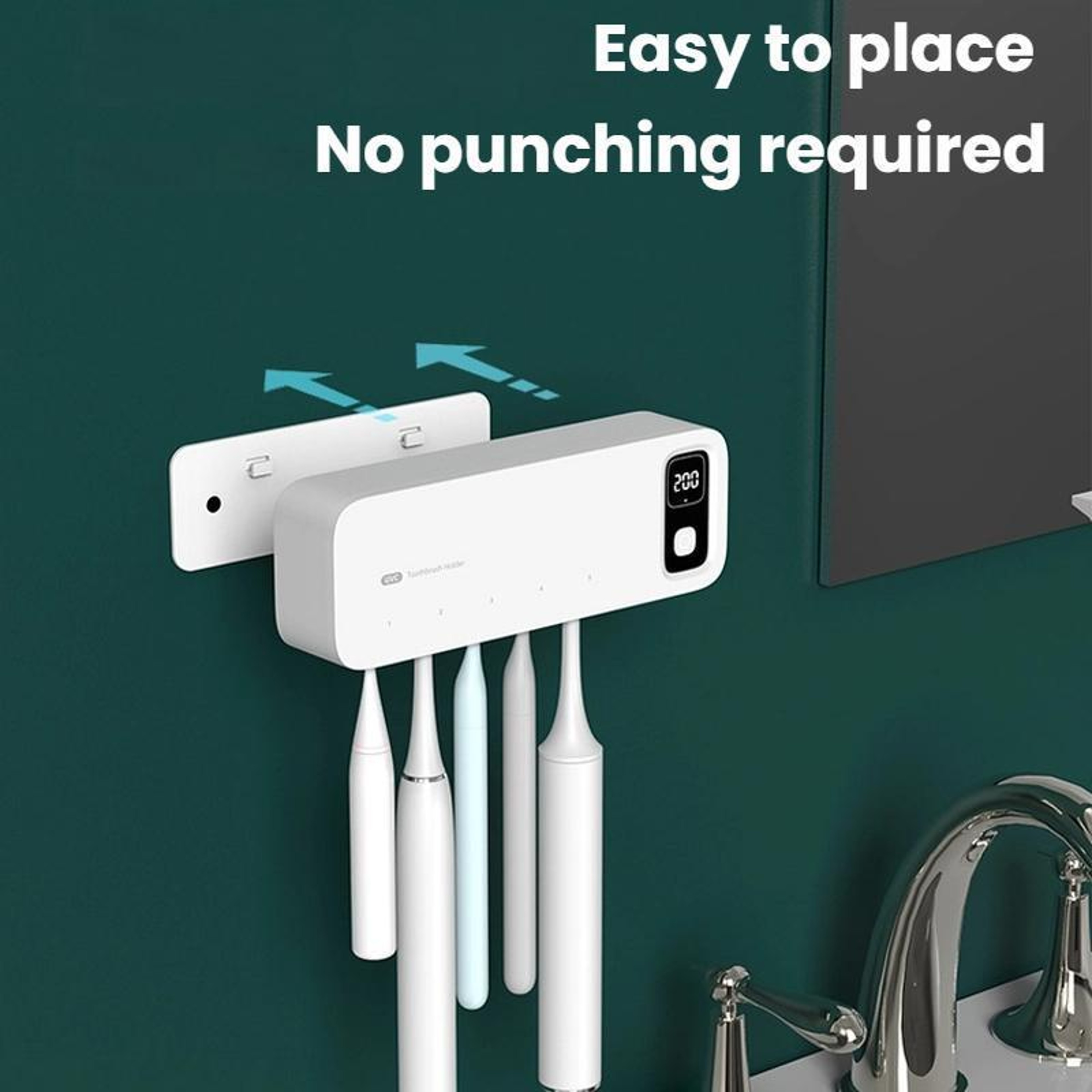 PureDry UV Toothbrush Sanitizer Holder & Automatic Drying Bathroom Rack – view 6