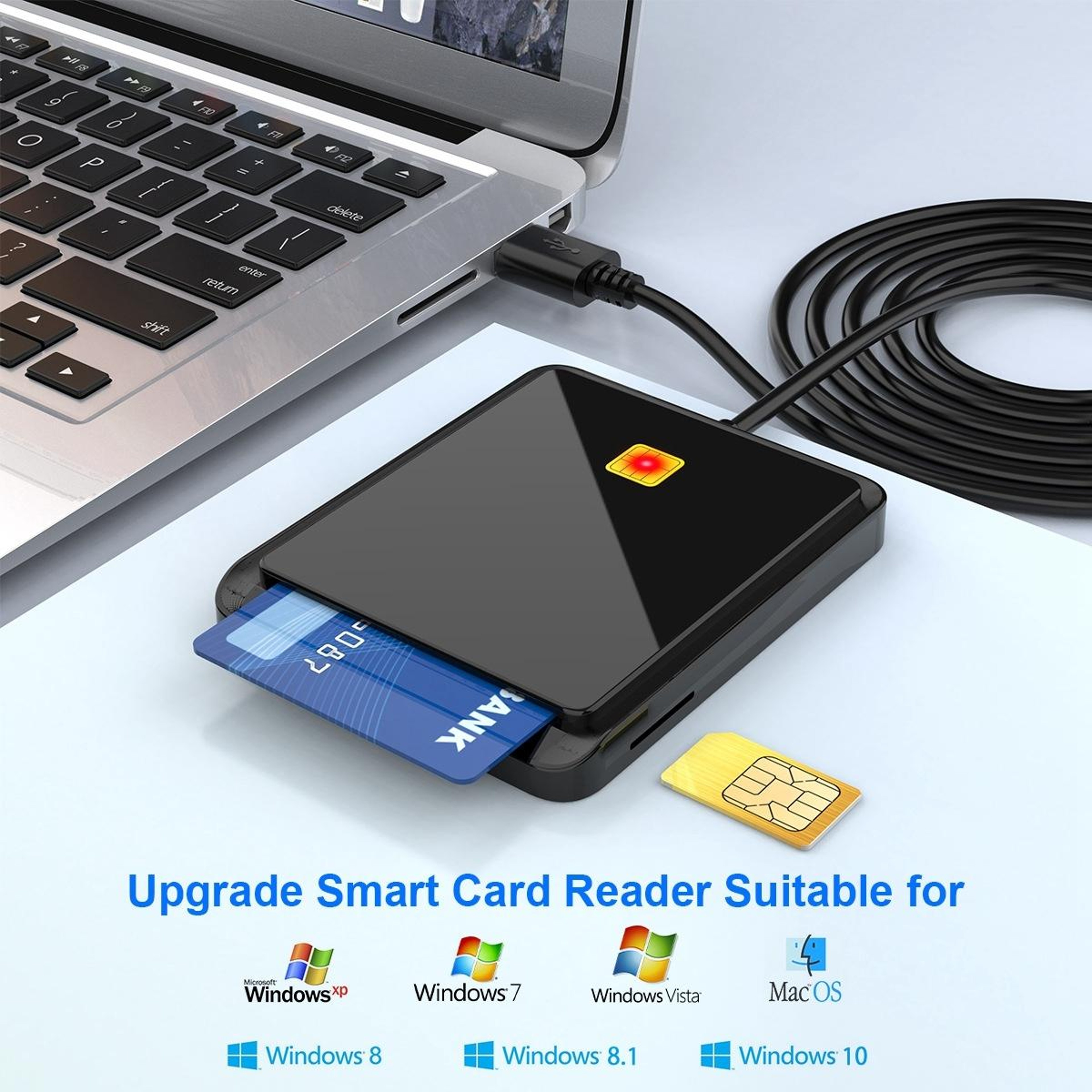 Rocketek CR317 USB Smart Card Reader with SIM & CAC Dual Slot for ID Card Access – view 4
