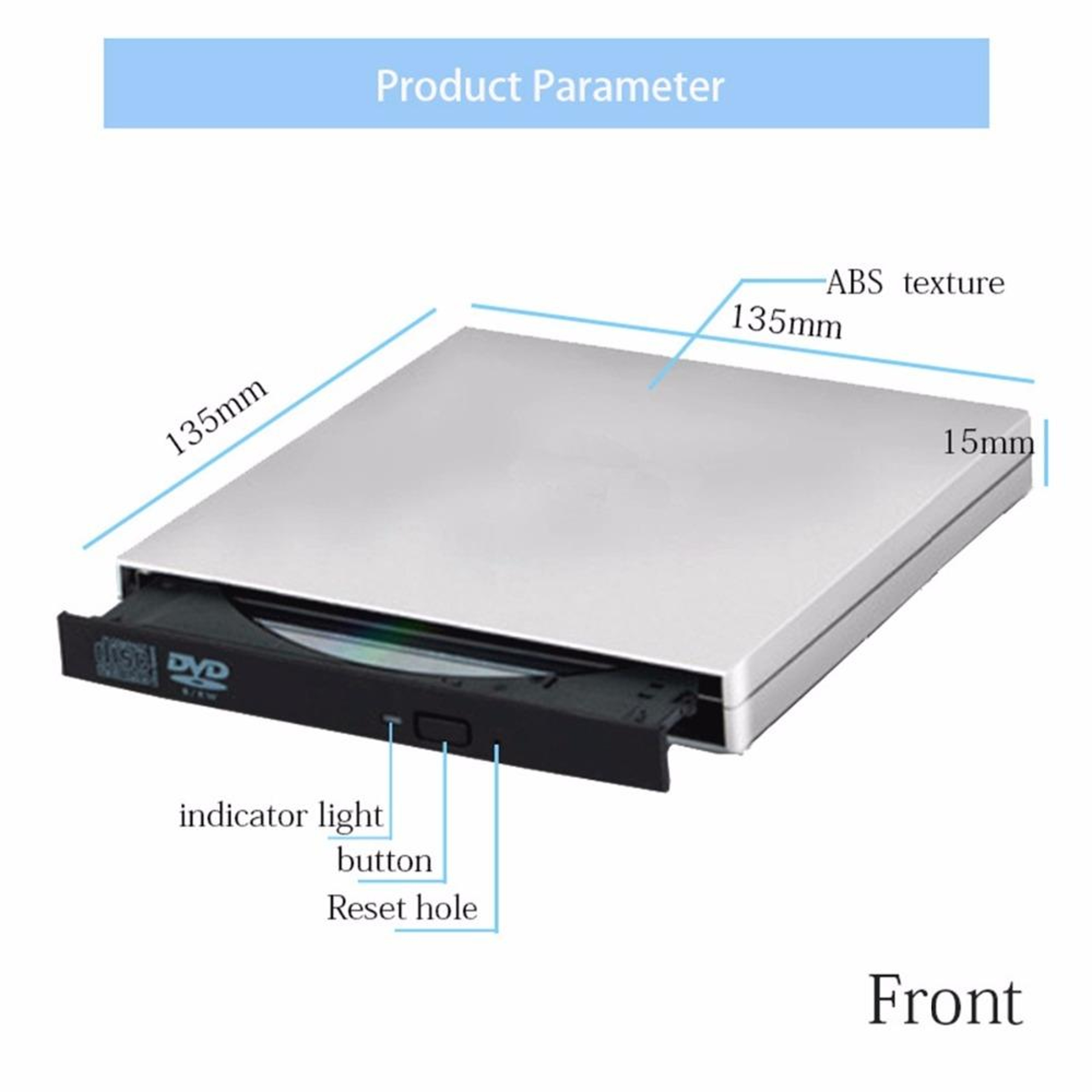 Ultra Slim External DVD Drive USB 2.0 Portable CD/DVD Writer & Burner for PC and Mac – view 4