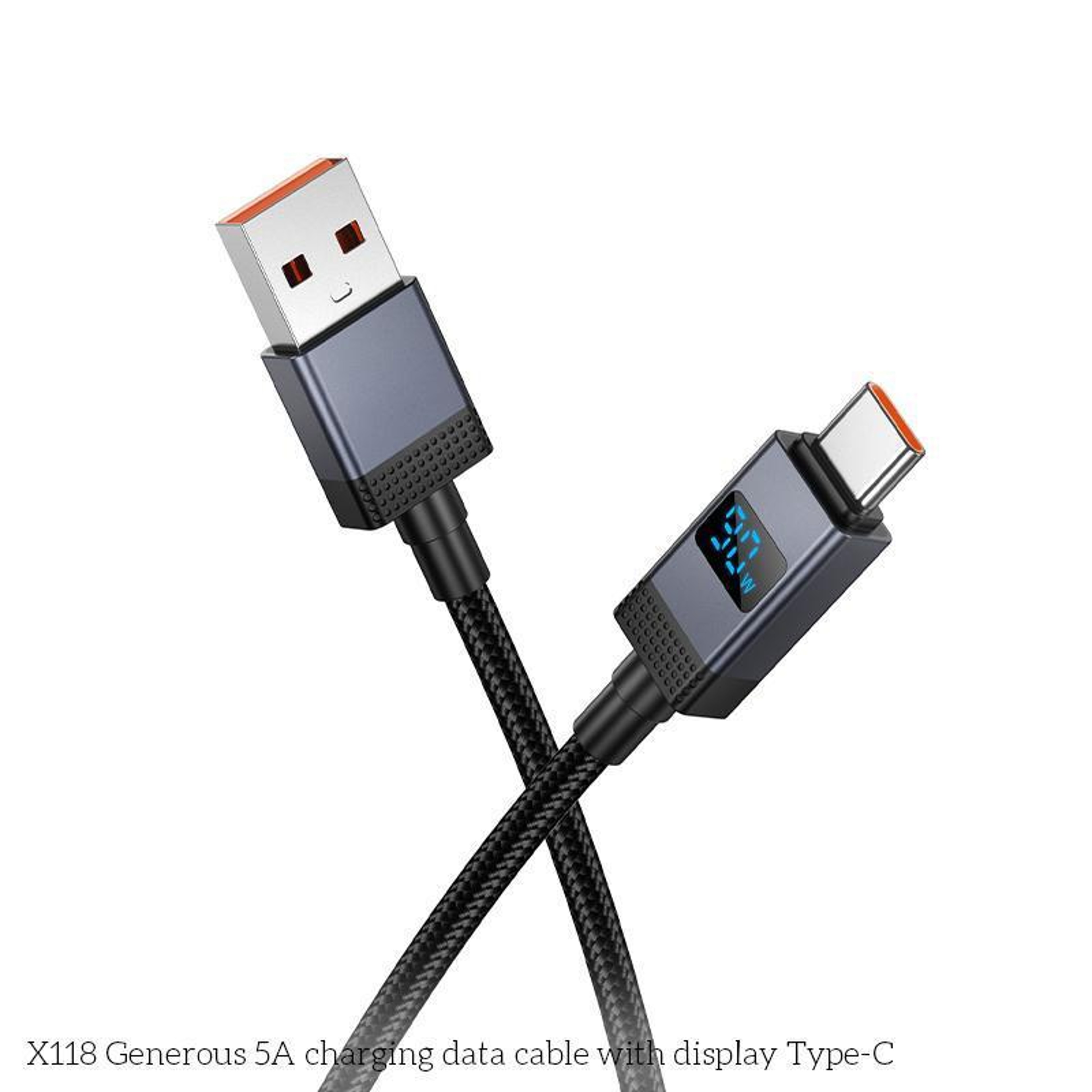 hoco X118 5A USB to Type C cable with Digital Power Display 1m Fast Charging Data Cable – view 3