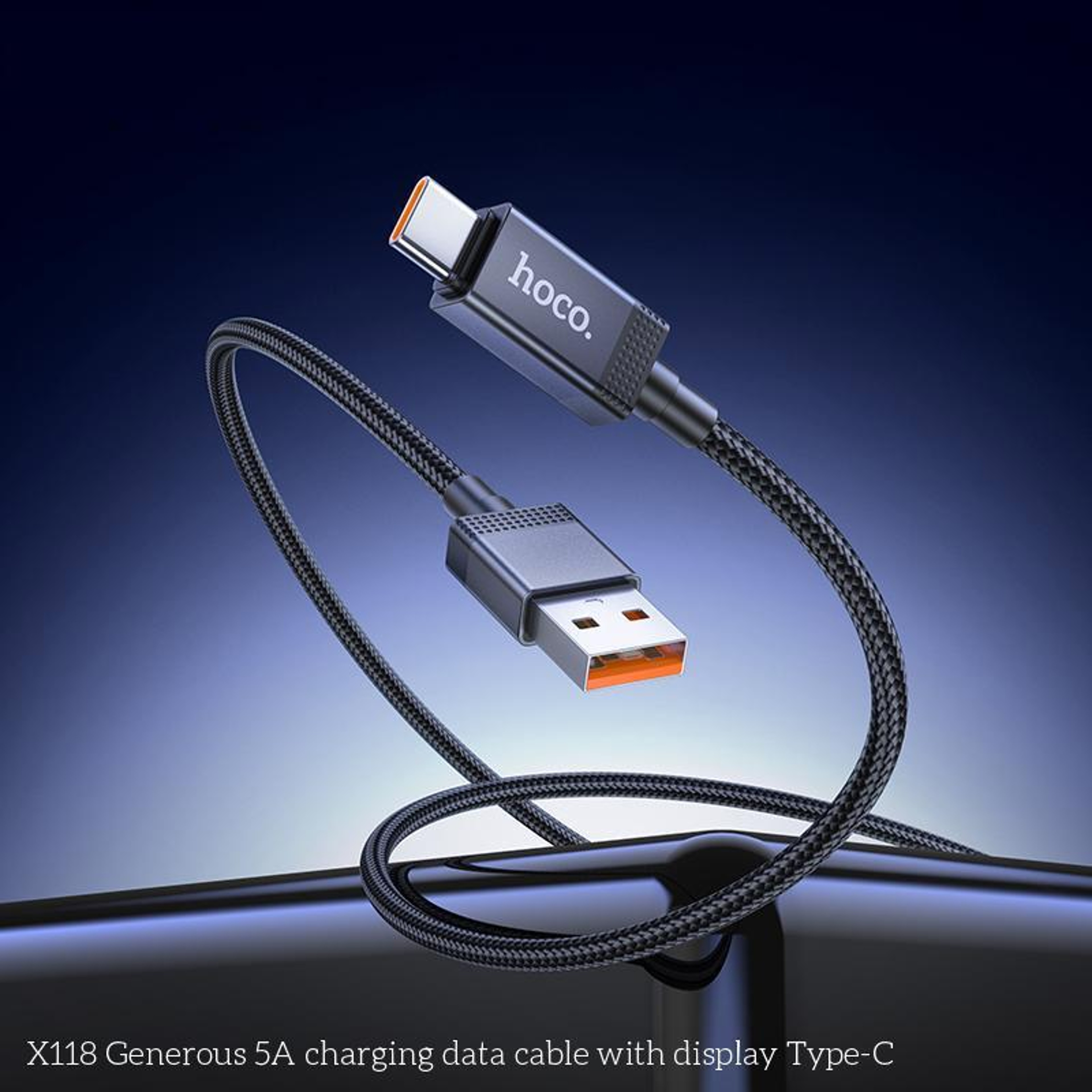 hoco X118 5A USB to Type C cable with Digital Power Display 1m Fast Charging Data Cable – view 8