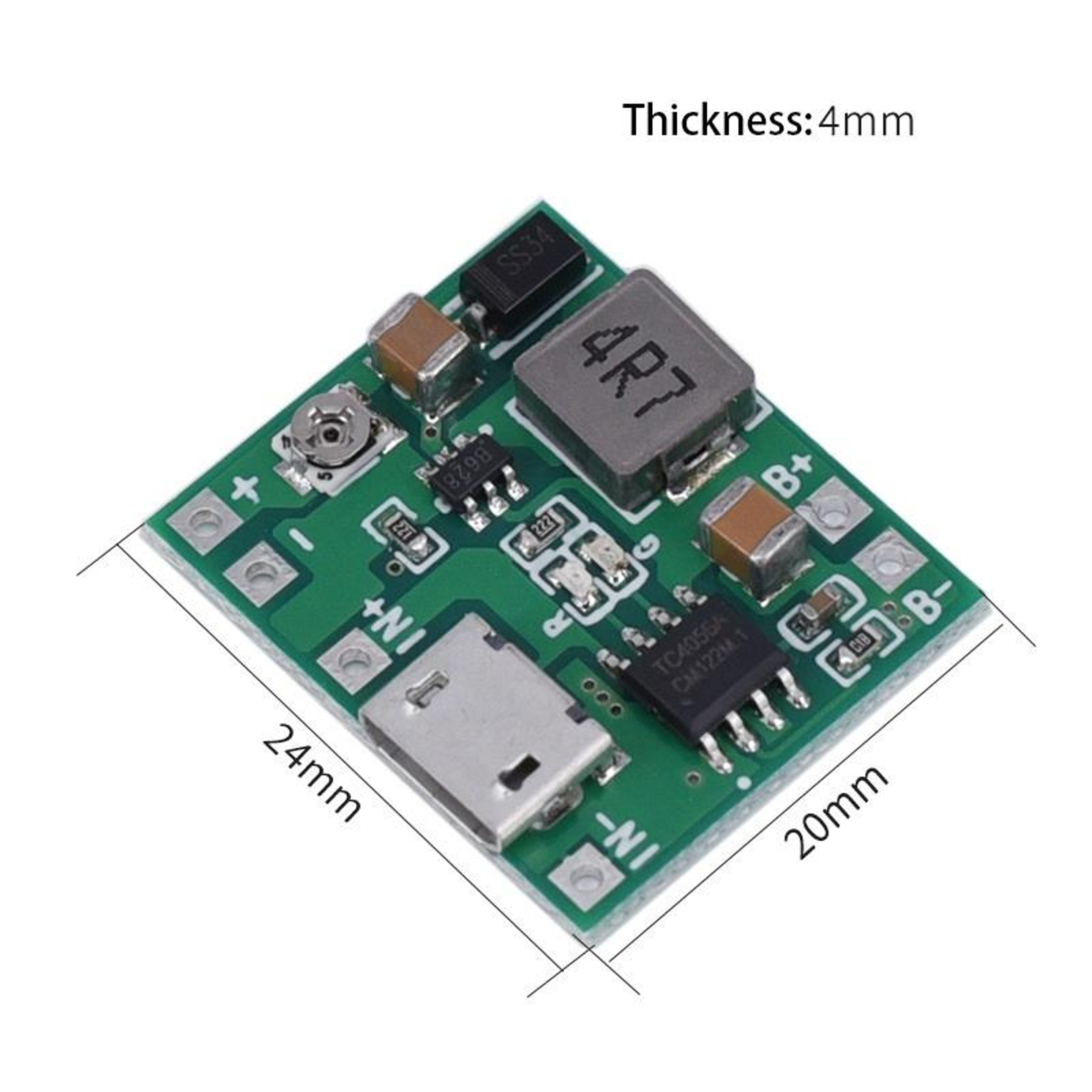 18650 Battery Charger Module with Adjustable Boost Converter & USB Charging Board – view 3