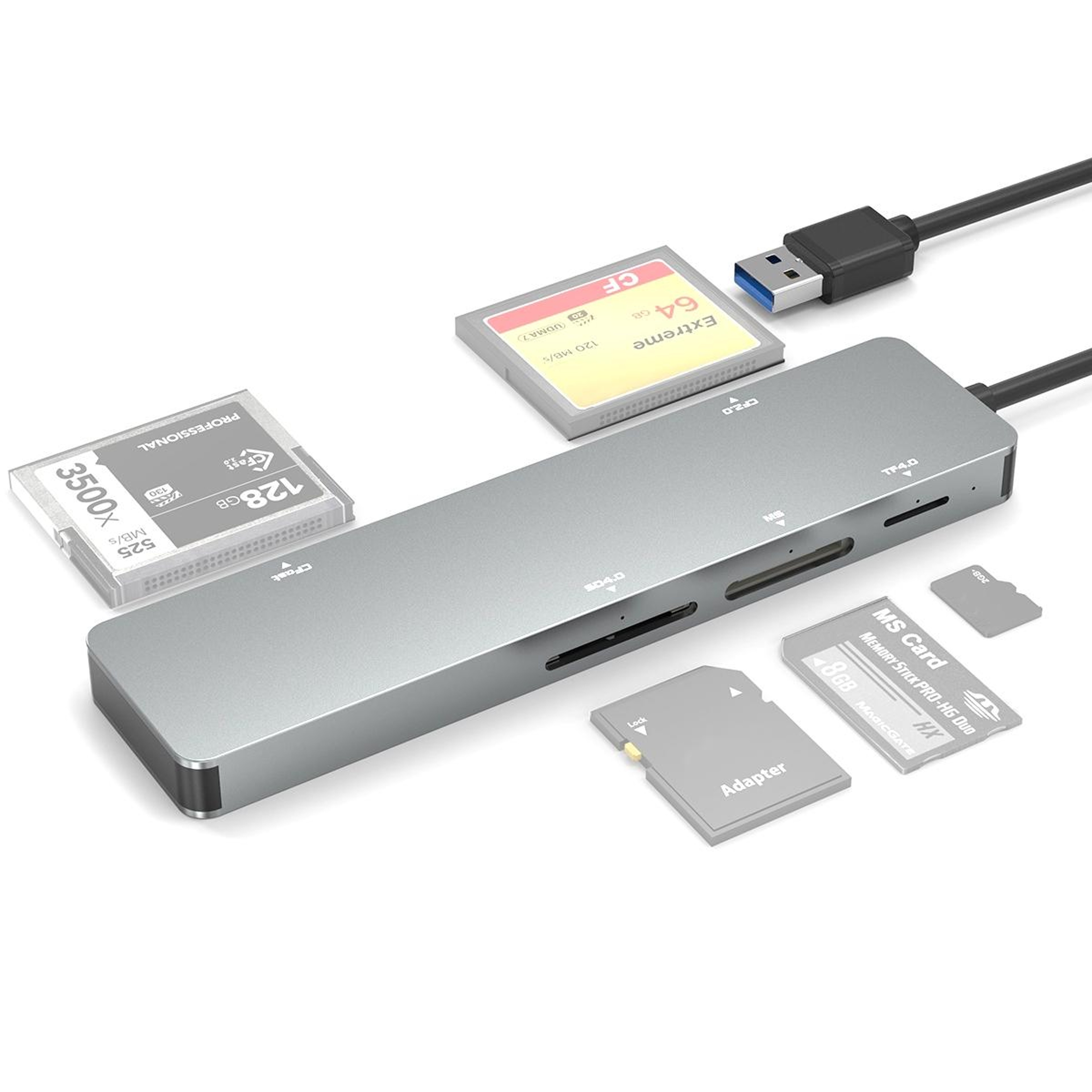 Rocketek USB 3.0 Multi Card Reader 5 in 1 CFast SD CF TF Memory Card Reader – view 1