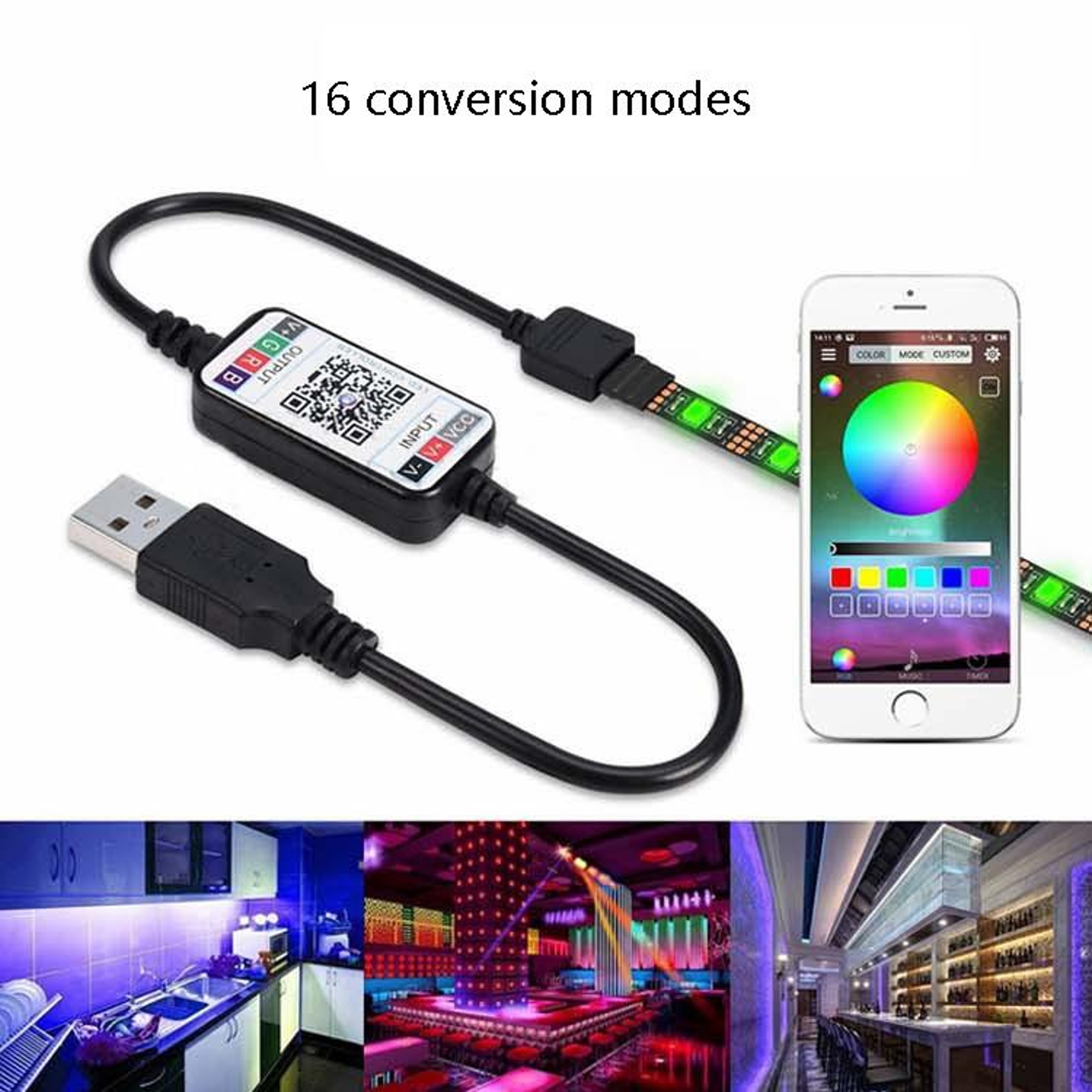 Smart Bluetooth LED Controller 5V-24V APP RGB LED Strip Light Controller with Music Sync & IP65 Protection – view 3