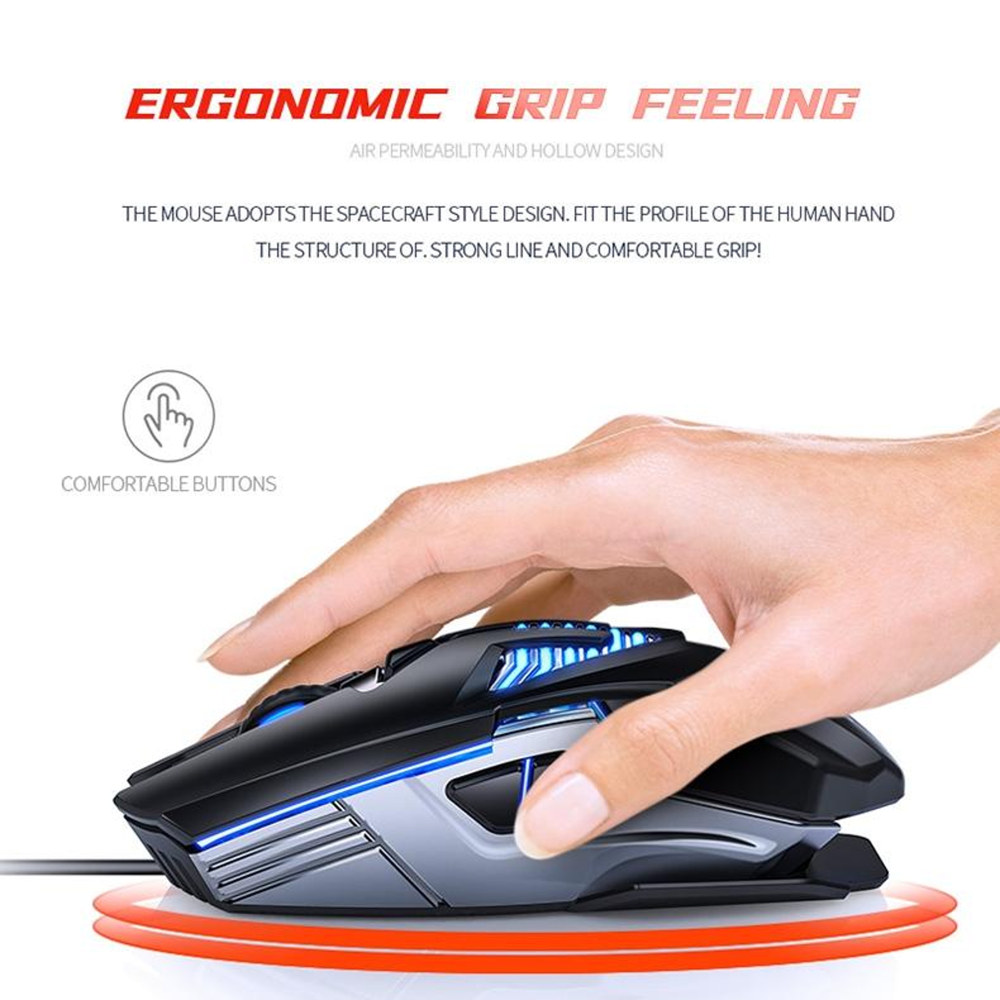 YINDIAO G4 Wired Gaming Mouse 3200 DPI RGB Programmable USB Gaming Mouse With 7 Keys 4