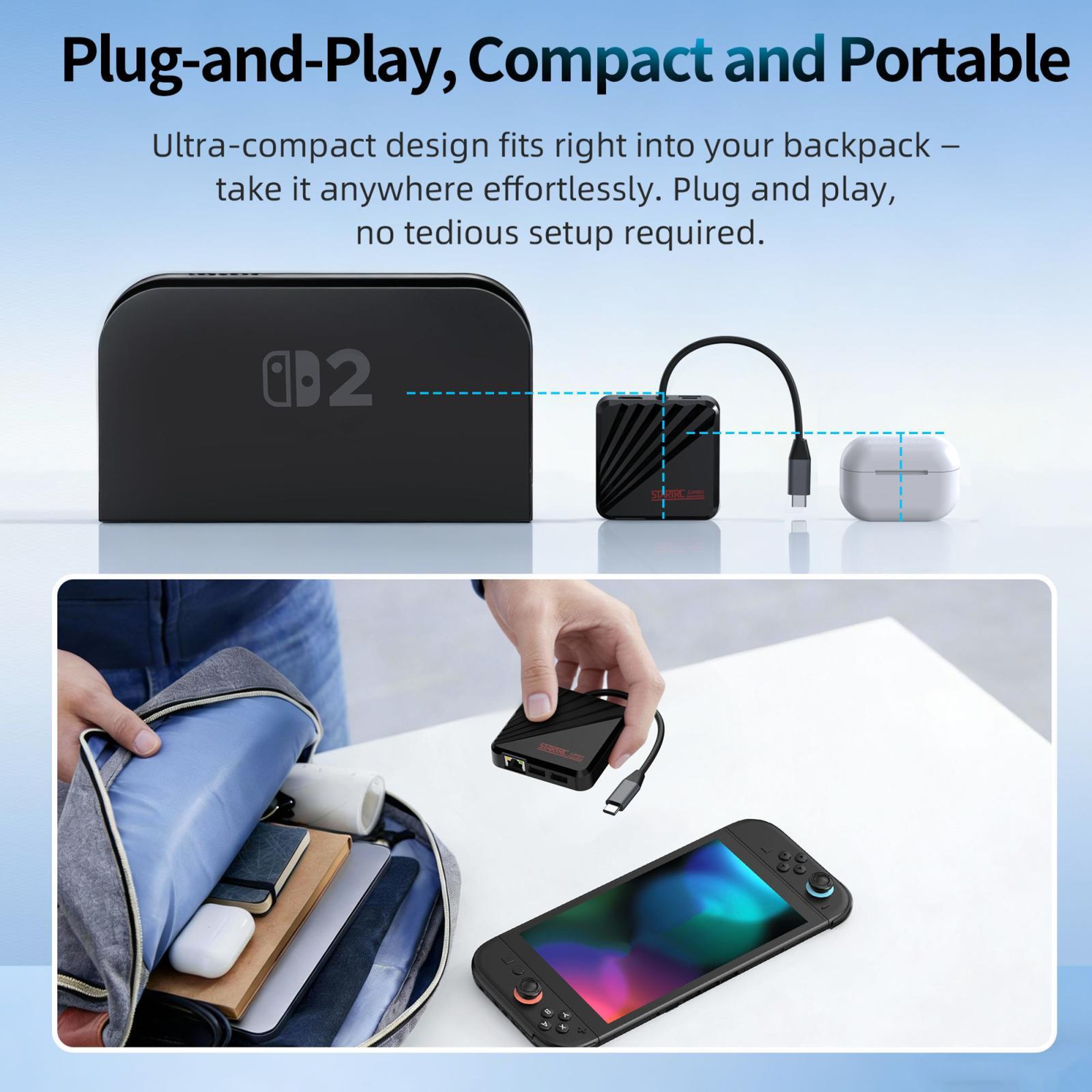 STARTRC Portable Nintendo Switch Dock with 4K HDMI, Ethernet & USB-C PD Charging – view 4