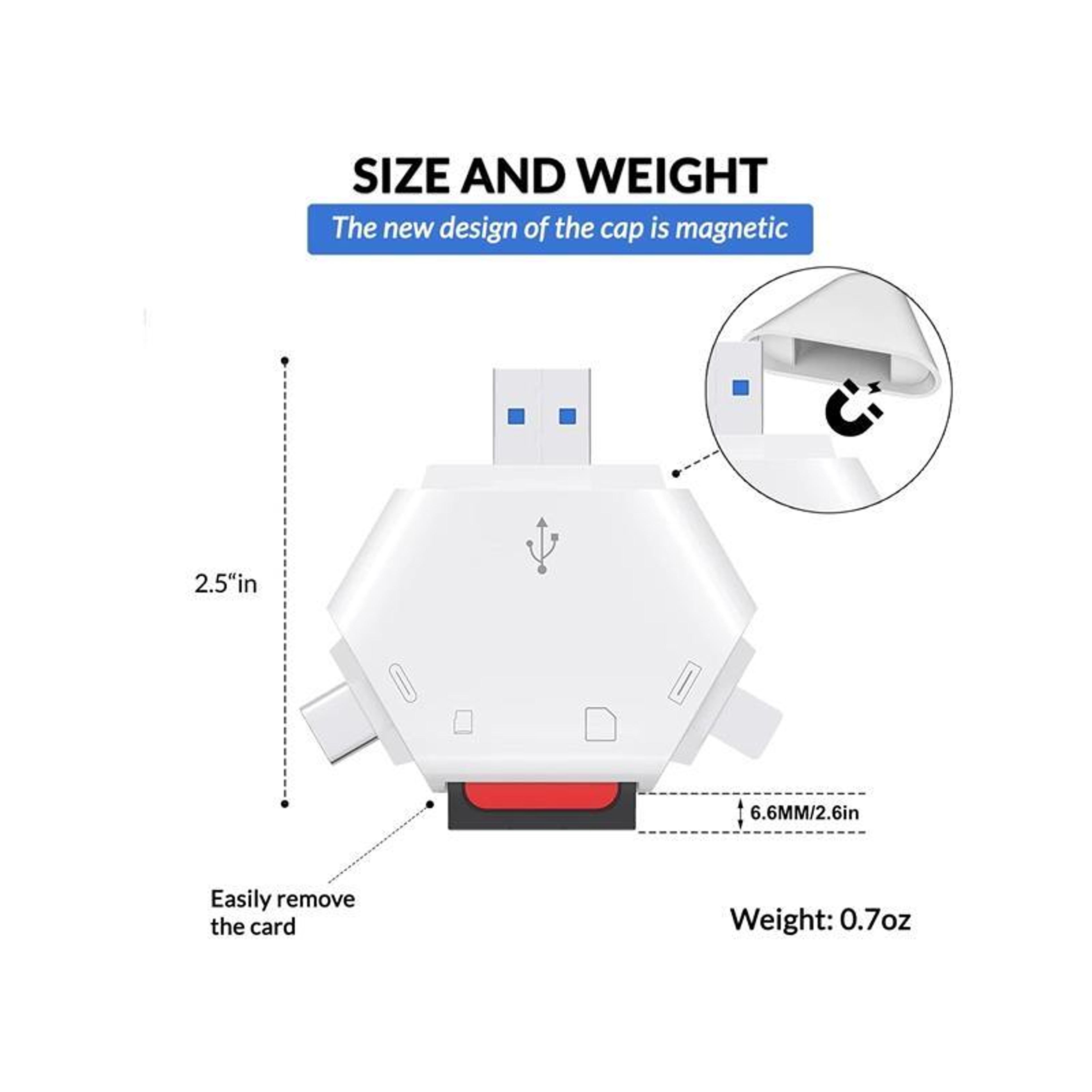 Magnetic USB C SD Card Reader USB 3.0 Multi Function Type C SD TF Memory Card Reader – view 7