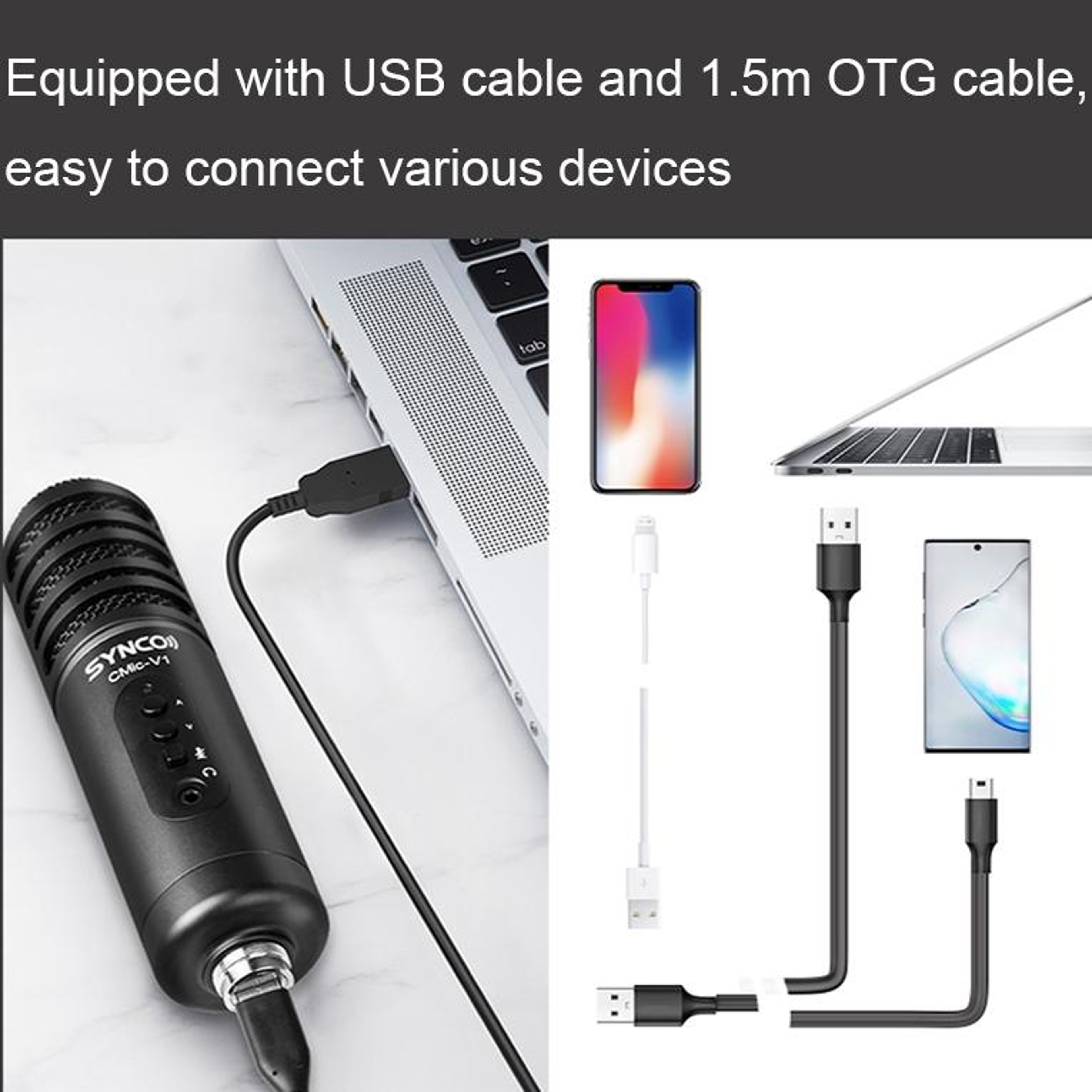 SYNCO V1 USB Microphone Cardioid Condenser Podcast & Recording Microphone with Real-Time Monitoring – view 6