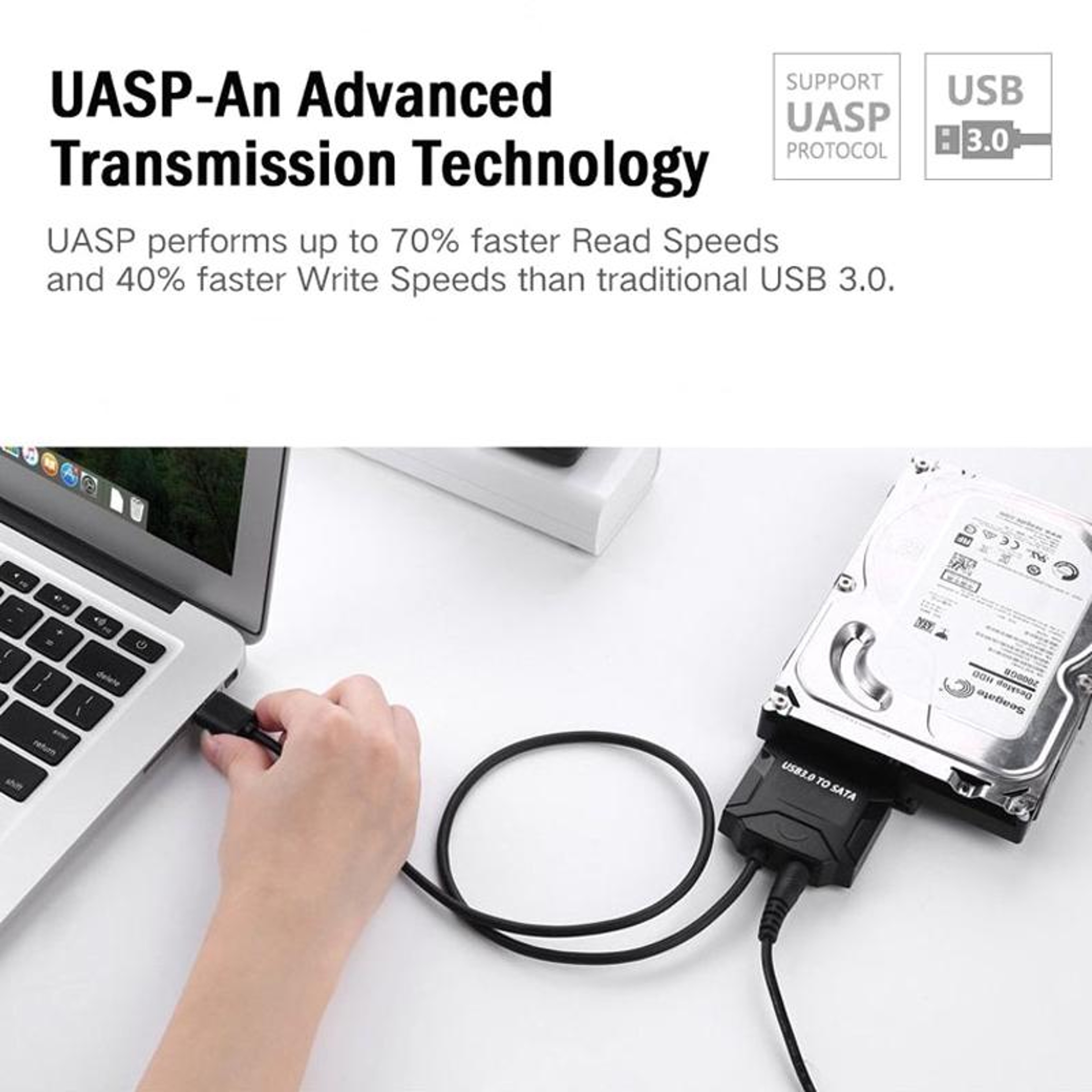 USB 3.0 SATA to USB adapter Cable for 2.5" & 3.5" HDD SSD External Hard Drive Converter – view 5