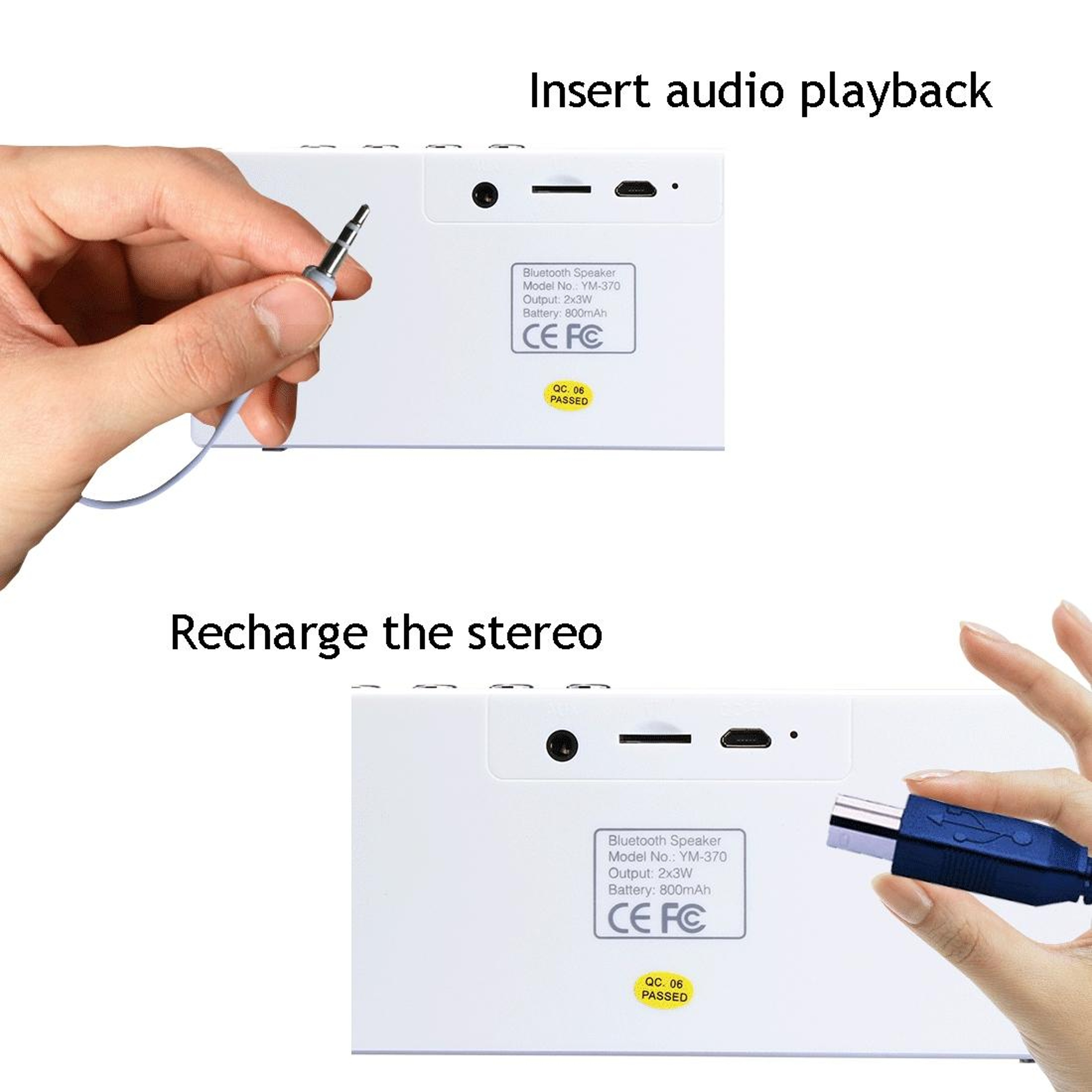 YM370 Portable Bluetooth Speaker with Microphone, TF Card & AUX Input for Wireless Music and Hands Free Calls – view 13