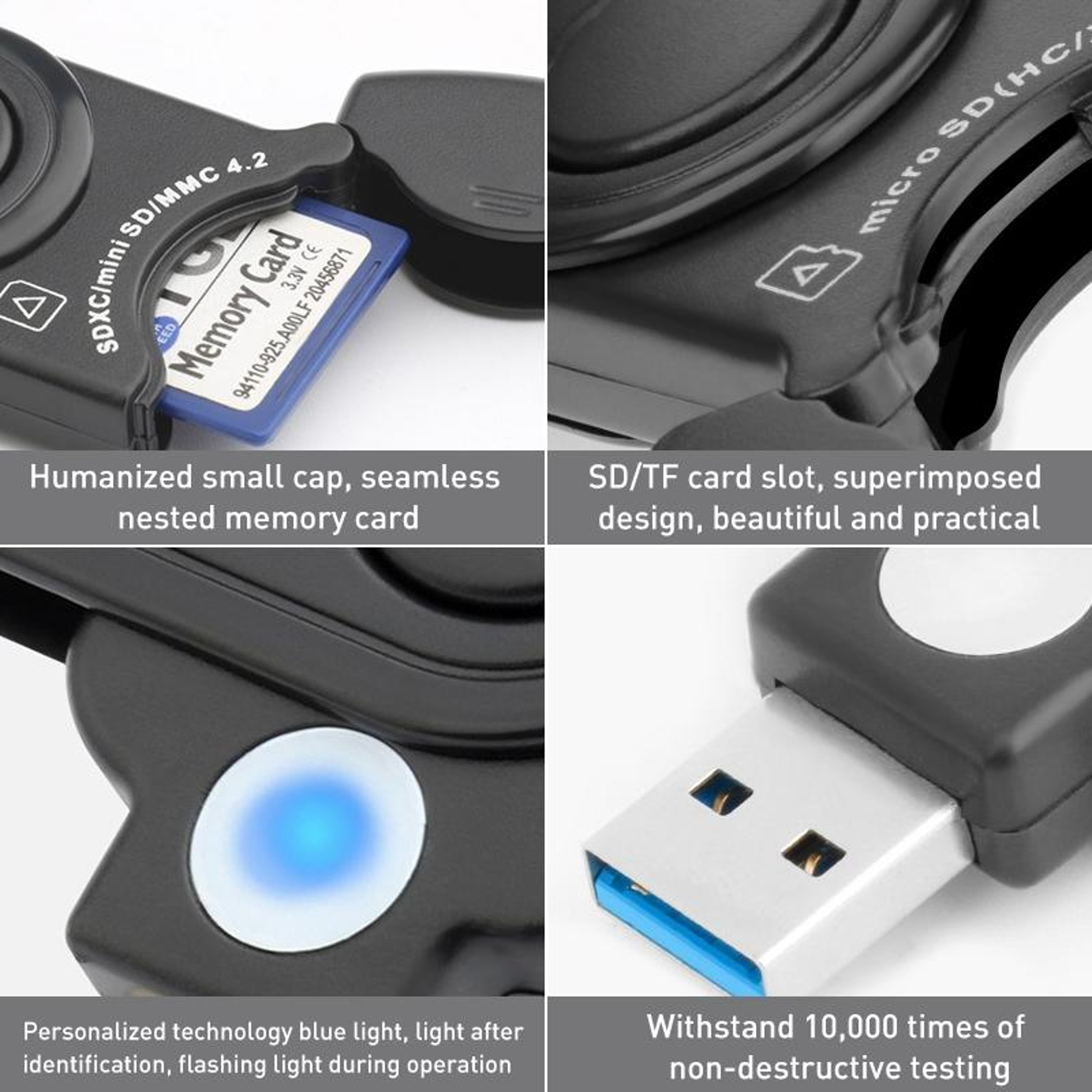 Rocketek USB 3.0 SD Card Reader 2 in 1 Micro SD Card Reader Adapter – view 6
