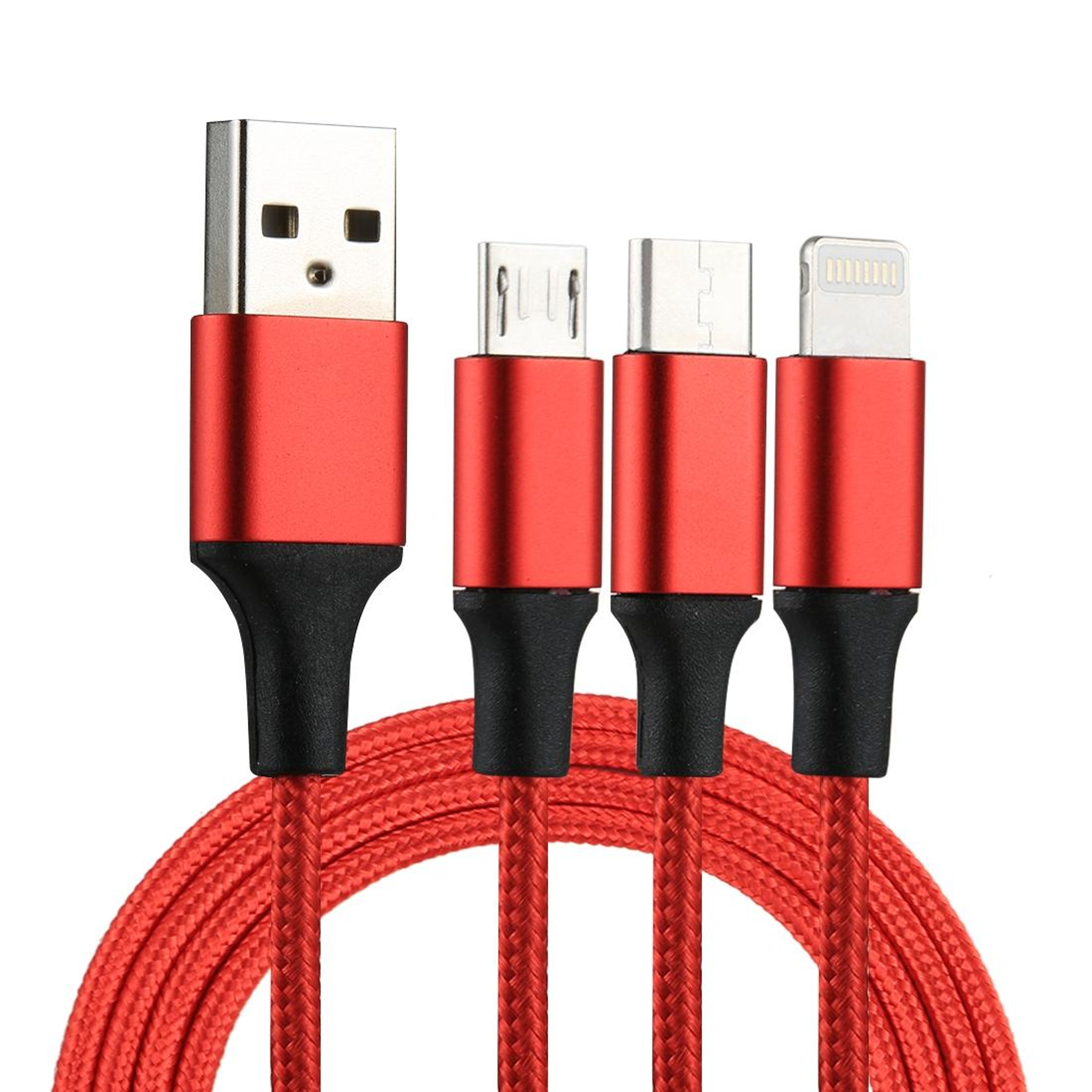 3 in 1 USB Charging Cable 2A Nylon Braided Multi Charging Cable for iPhone USB C Type C and Micro USB – view 8