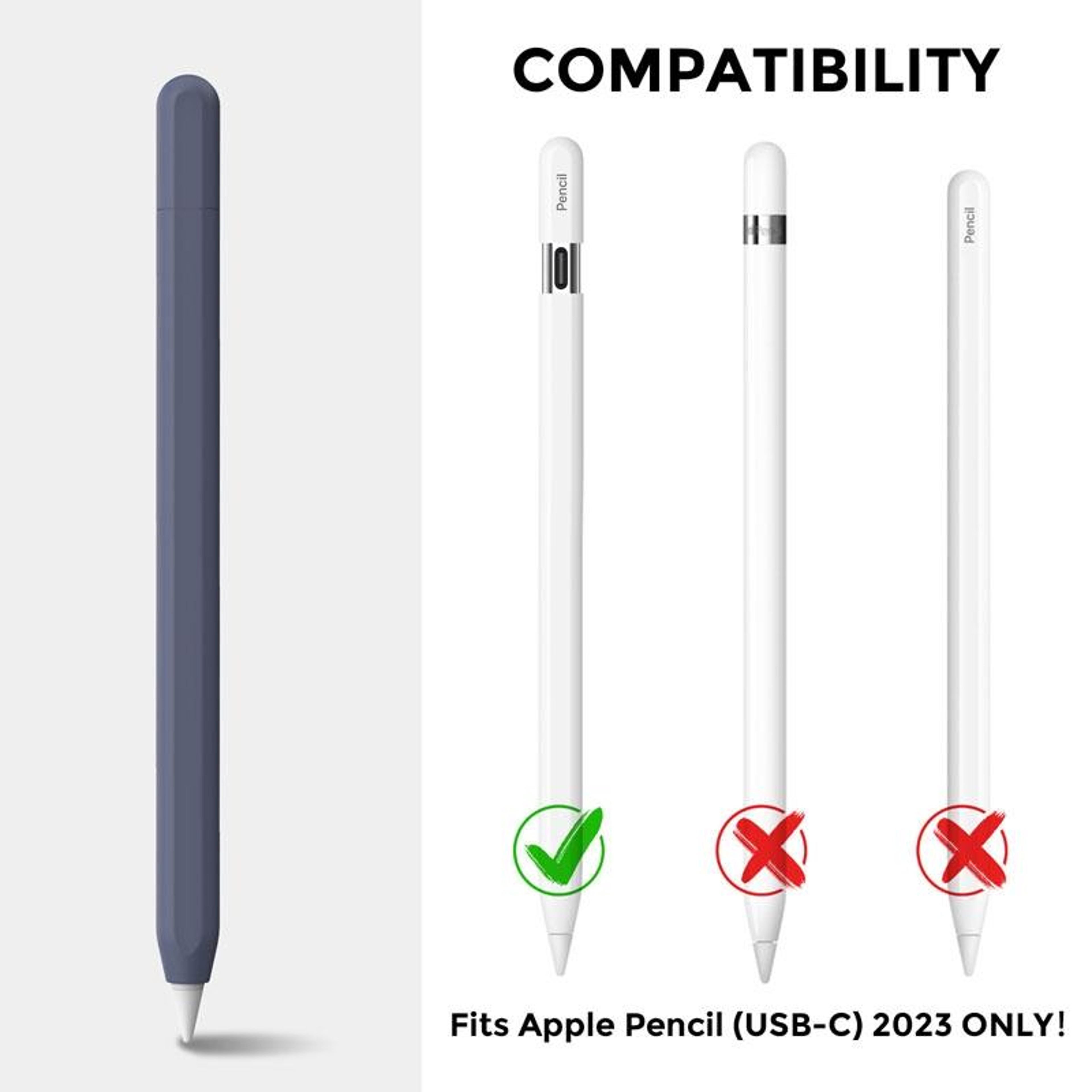 AhaStyle Silicone Apple Pencil USB C case Protective Cover with Anti Roll Design – view 2