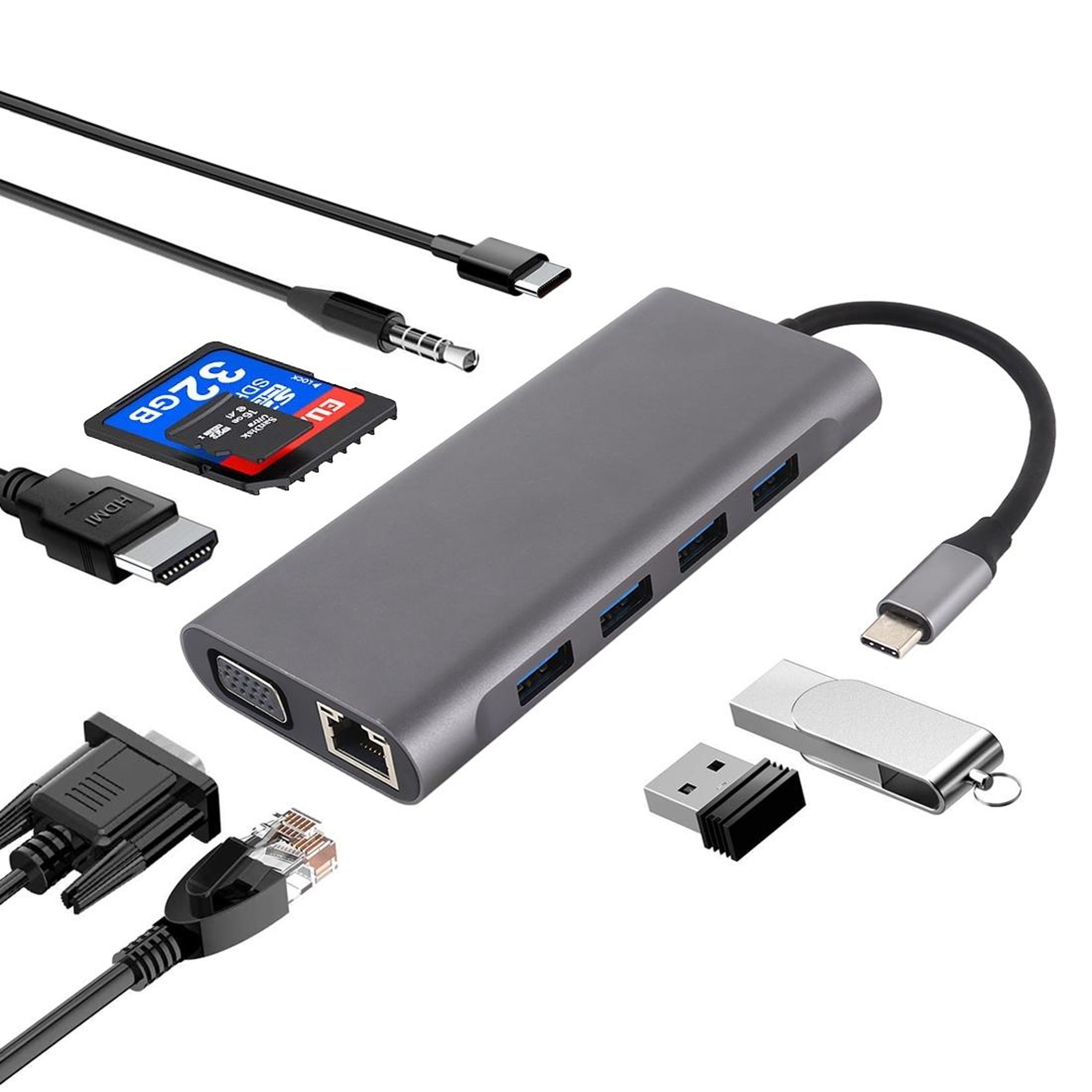 11 in 1 USB C Hub Multiport Adapter with 4K HDMI Gigabit Ethernet USB 3.0 SD TF PD Charging – view 10