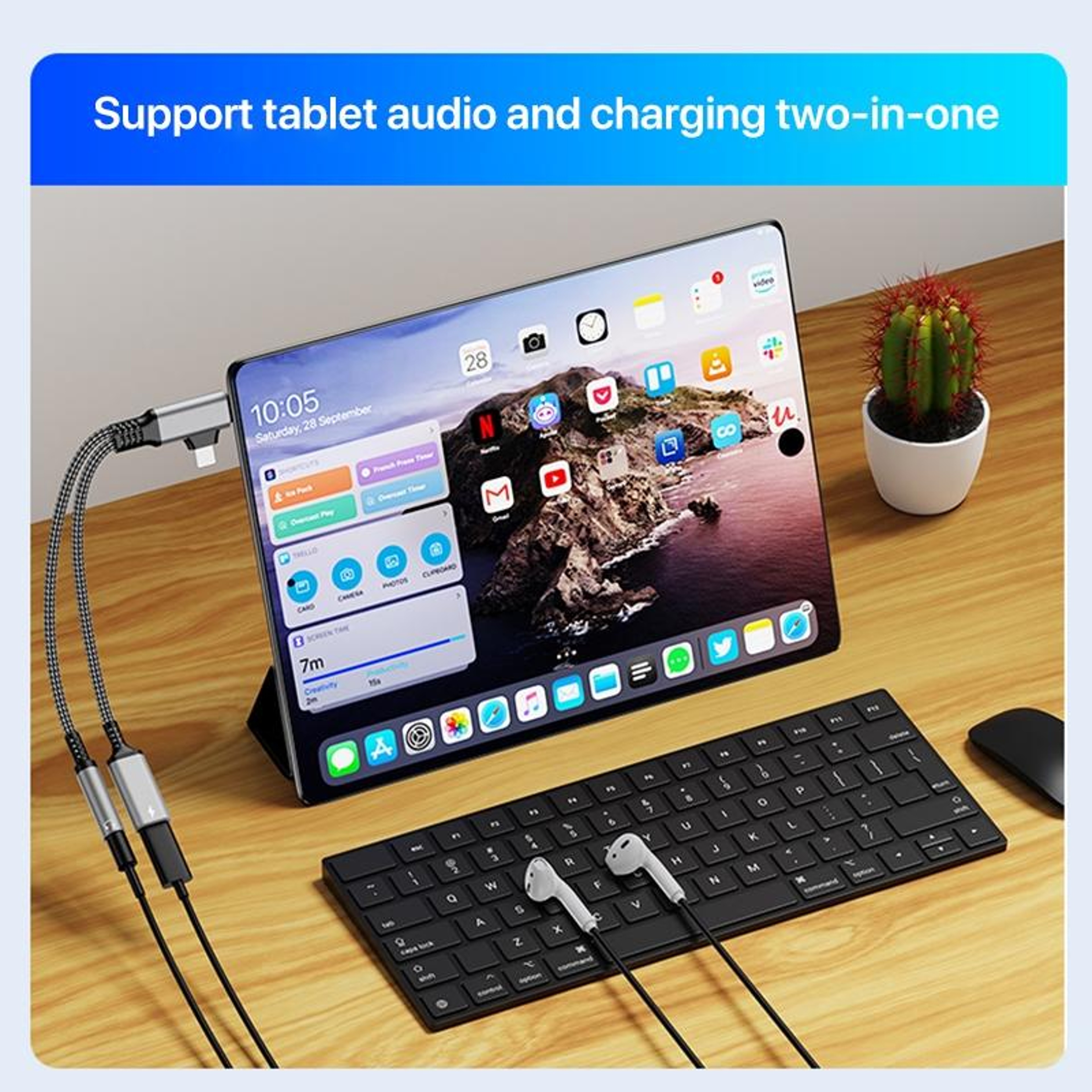 4 in 1 USB C Audio Adapter with 3.5mm AUX Lightning and Type C Charging Cable – view 10