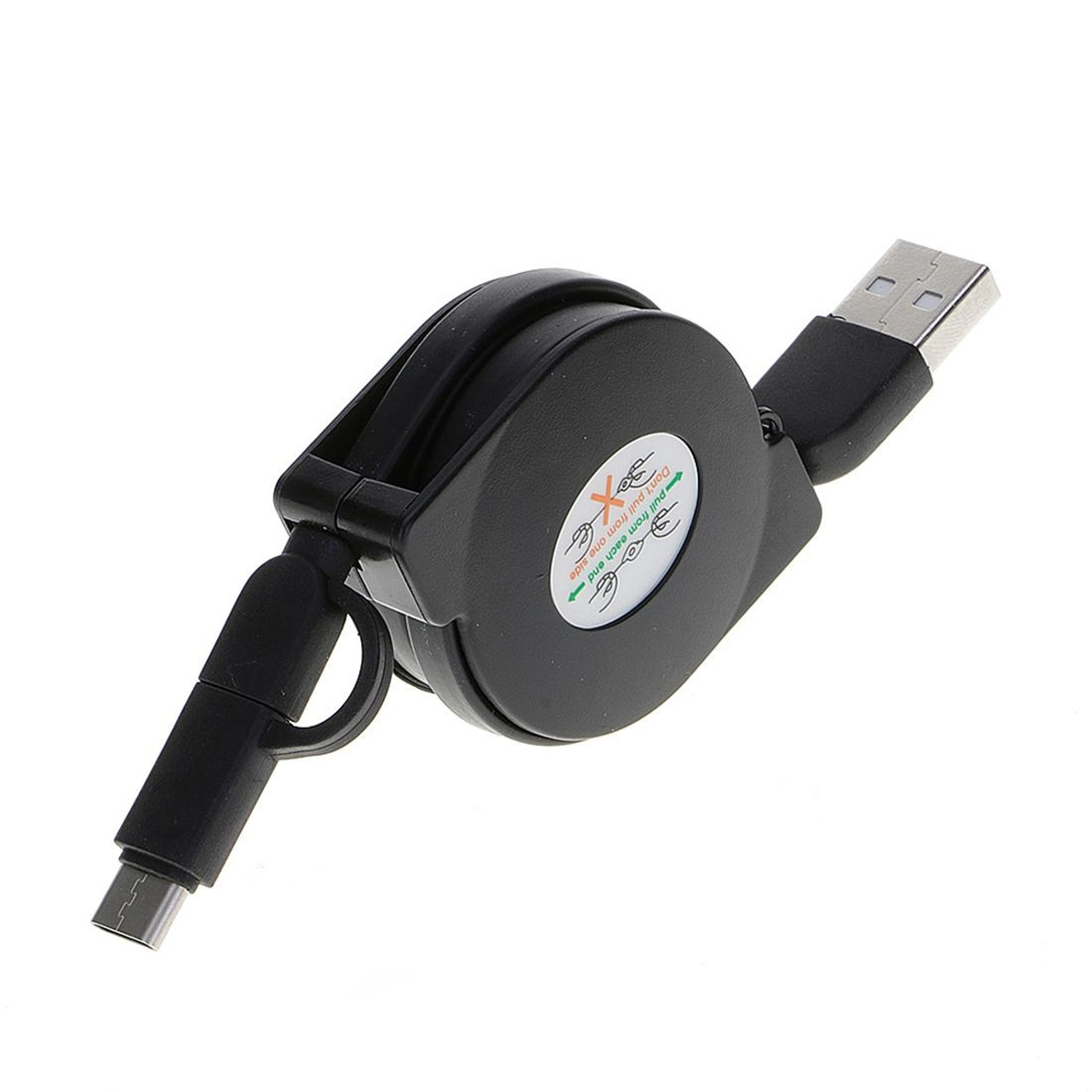 2in1 Retractable Charging Cable 1M 2A USBC  Micro USB Fast Data Sync Cable 2