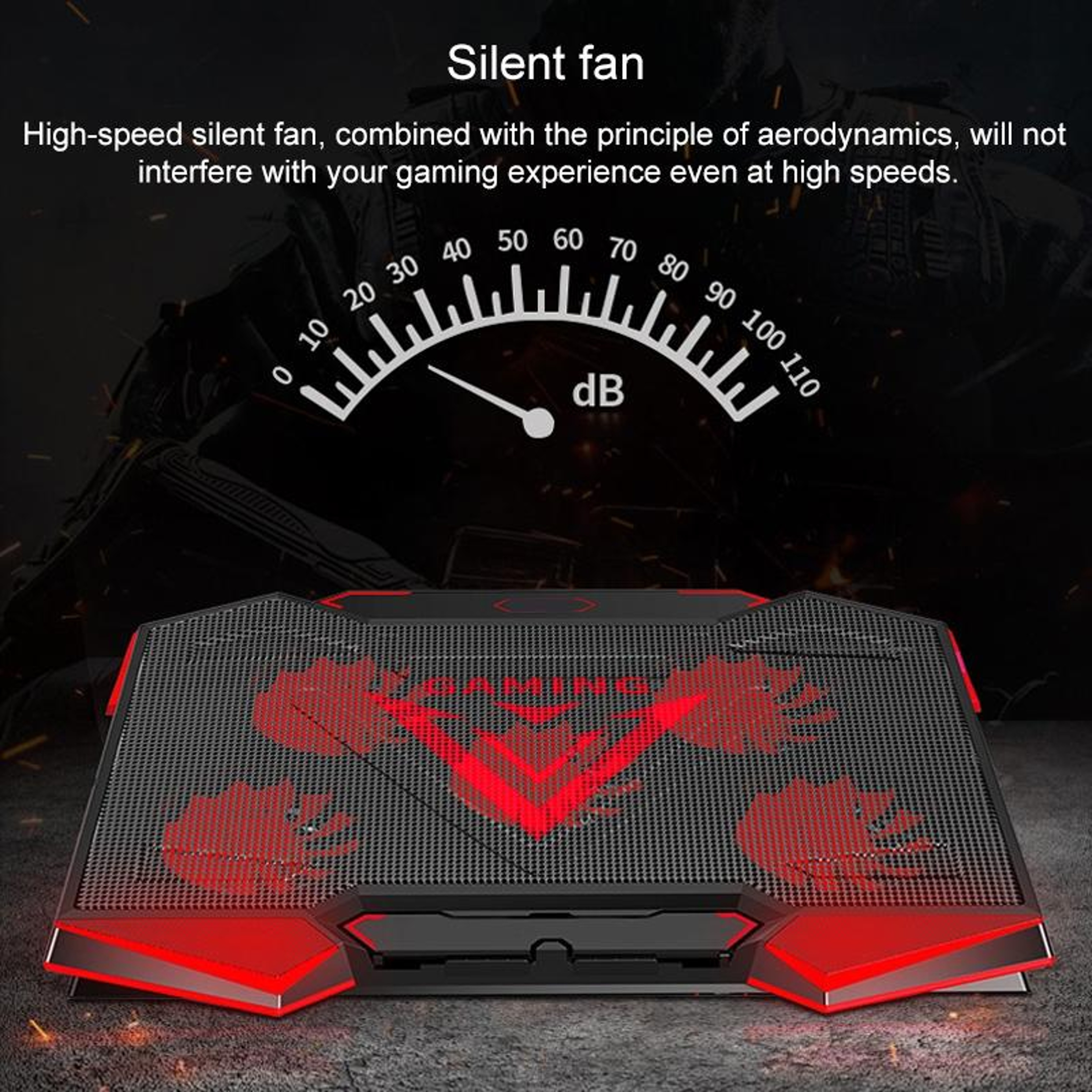 5 Fan Laptop Cooling Pad with Adjustable Stand Dual USB Ports for Up to 18 Inch Laptops – view 7