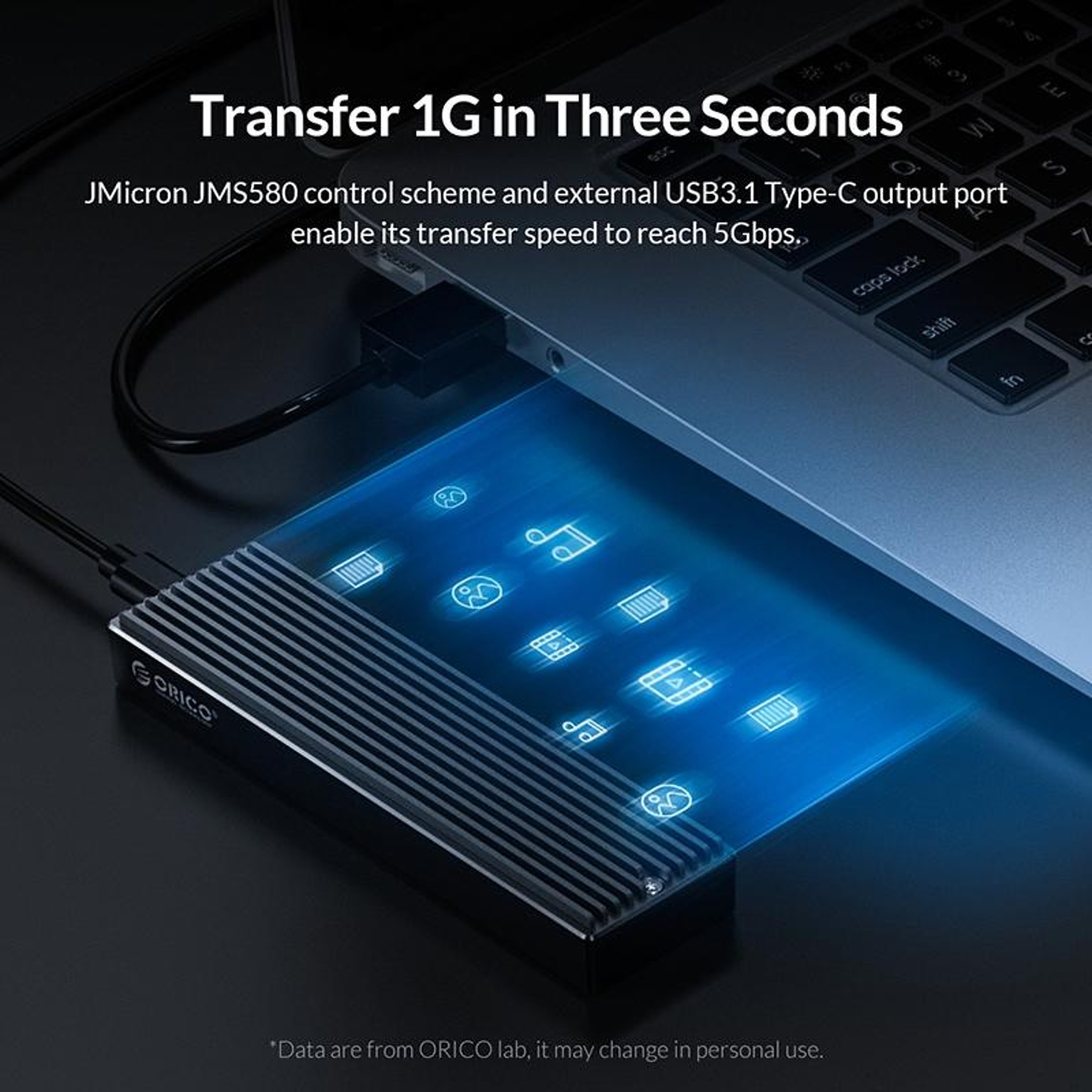 ORICO M2PF C3 M.2 NGFF SSD Enclosure USB Type C 5Gbps External SSD Case – view 9