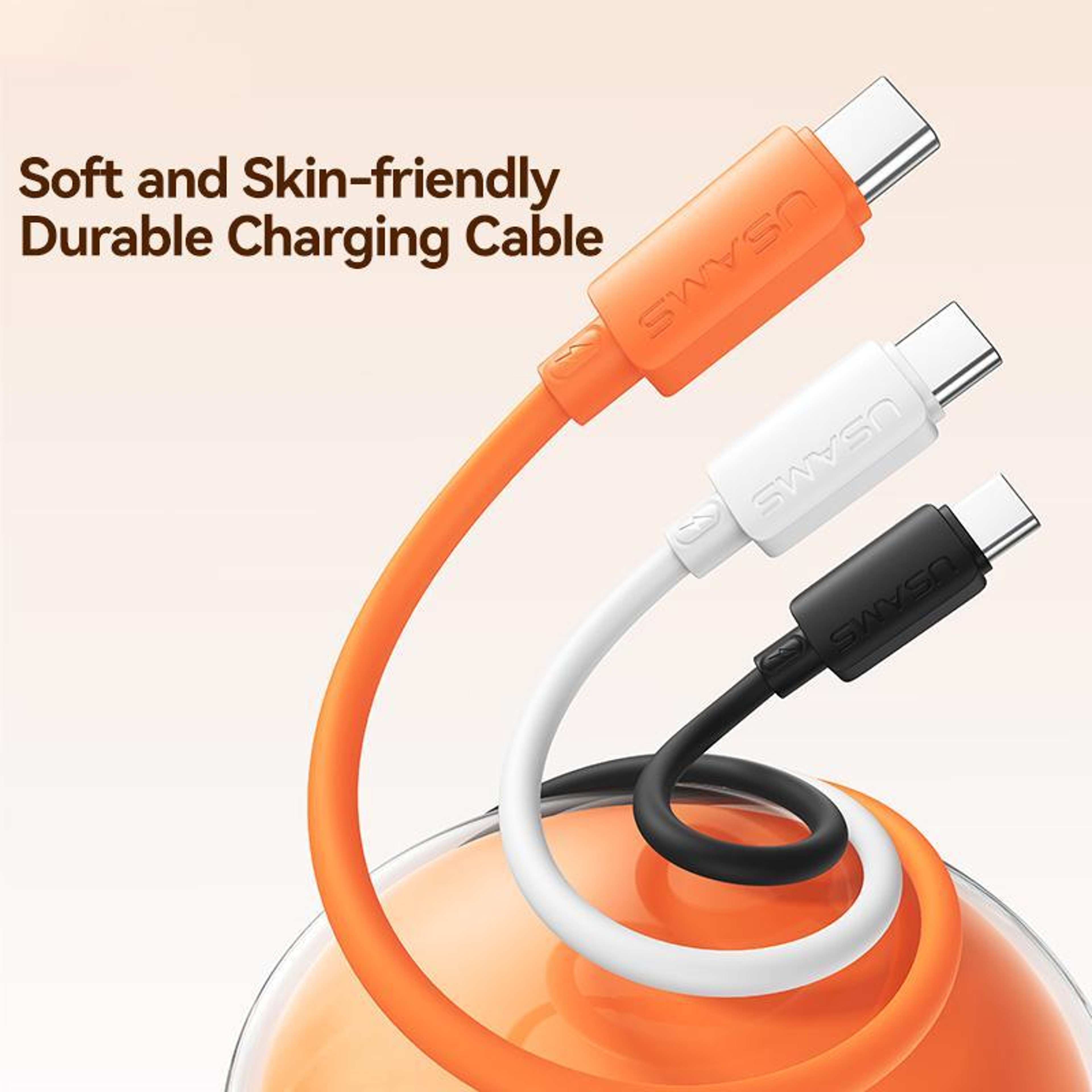 USAMS U98 3A USB to Type C Cable Fast Charging Silicone Data Cable 1M 18W – view 2
