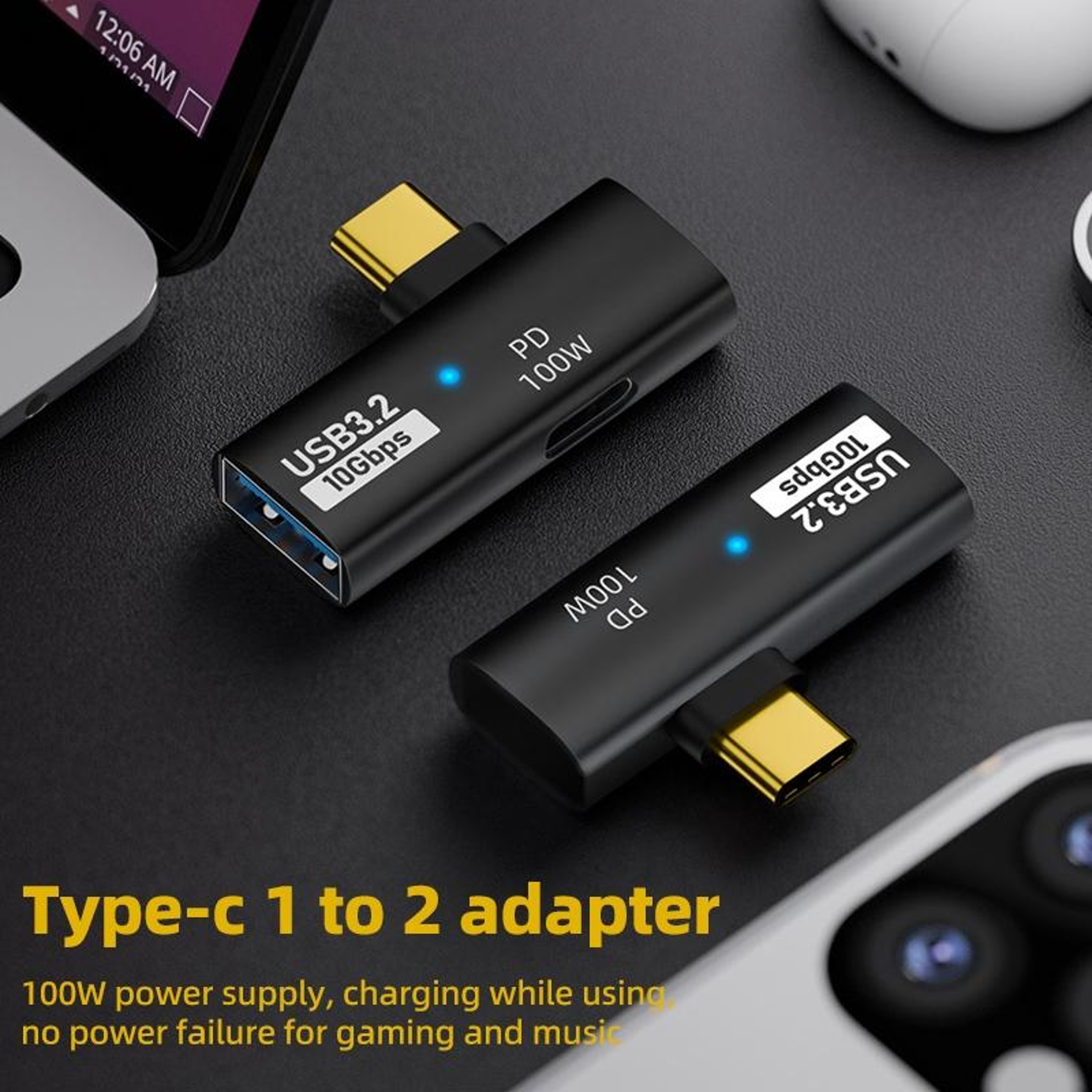 2 in 1 USB C OTG Adapter with 100W PD Charging Adapter and 10Gbps Data Transfer – view 3