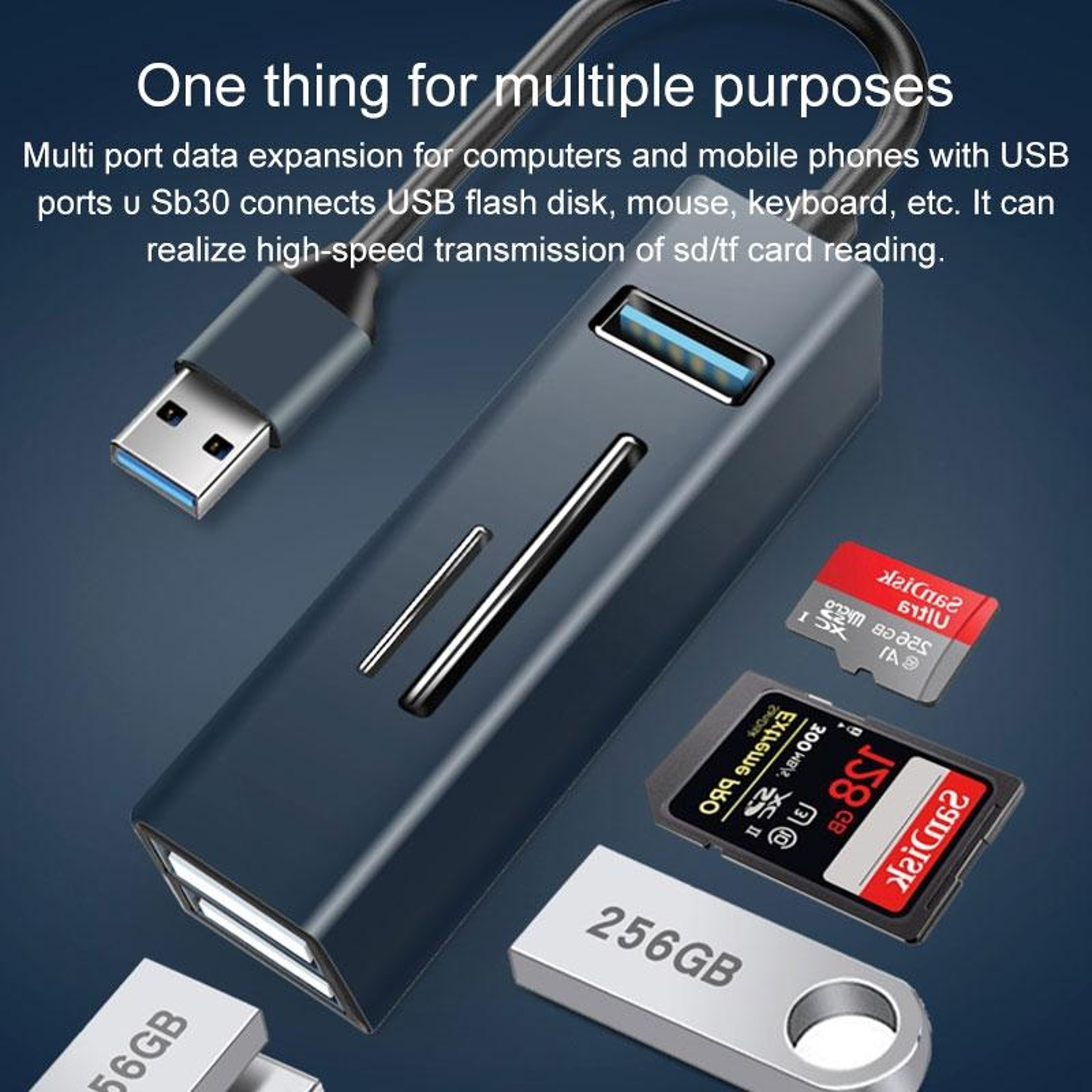 15101 USB 3.0 Hub with SD TF Card Reader and 3 USB Ports OTG Adapter – view 5