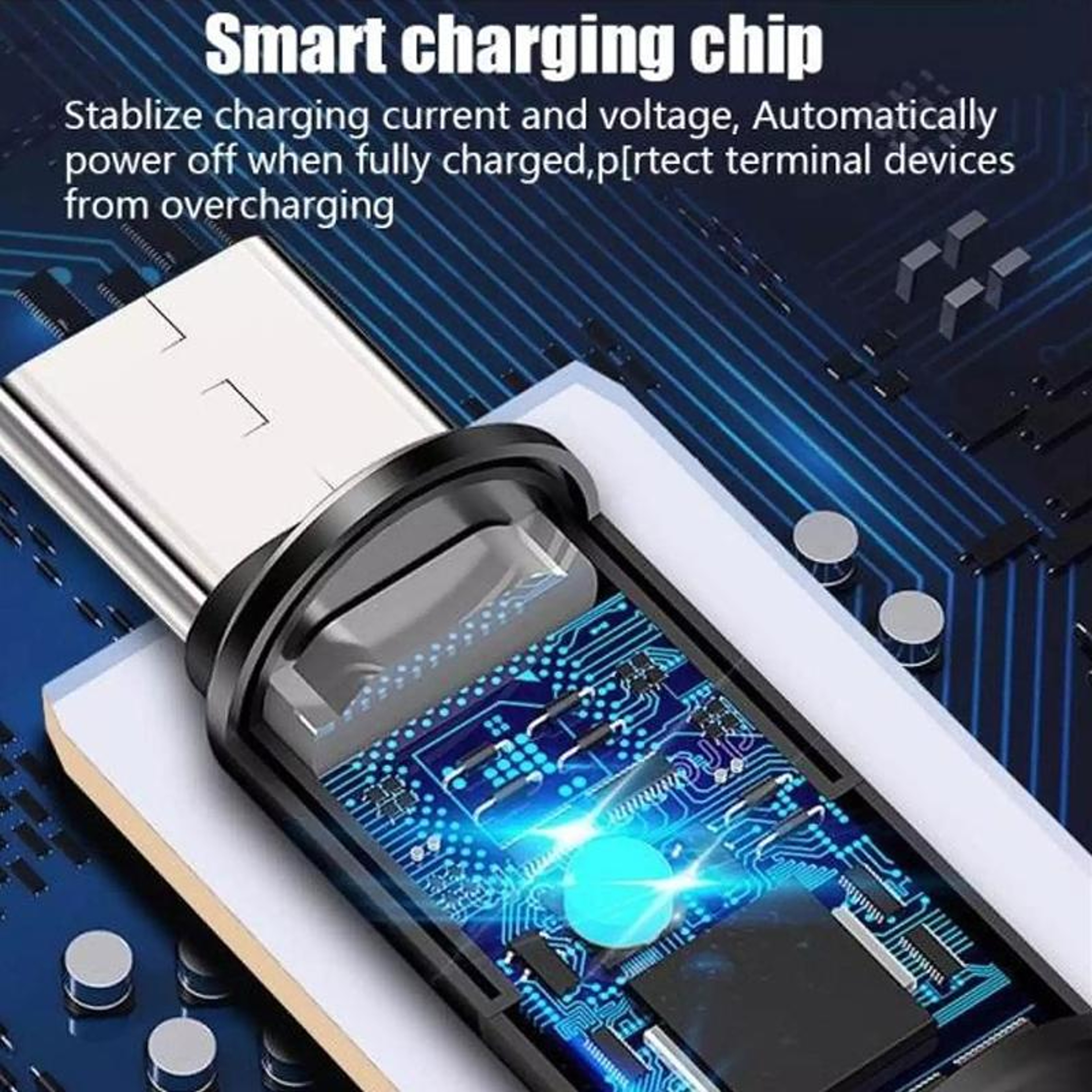 Smart USB C Charging Cable with Auto Power Off LED Braided Type C Data Cable – view 7