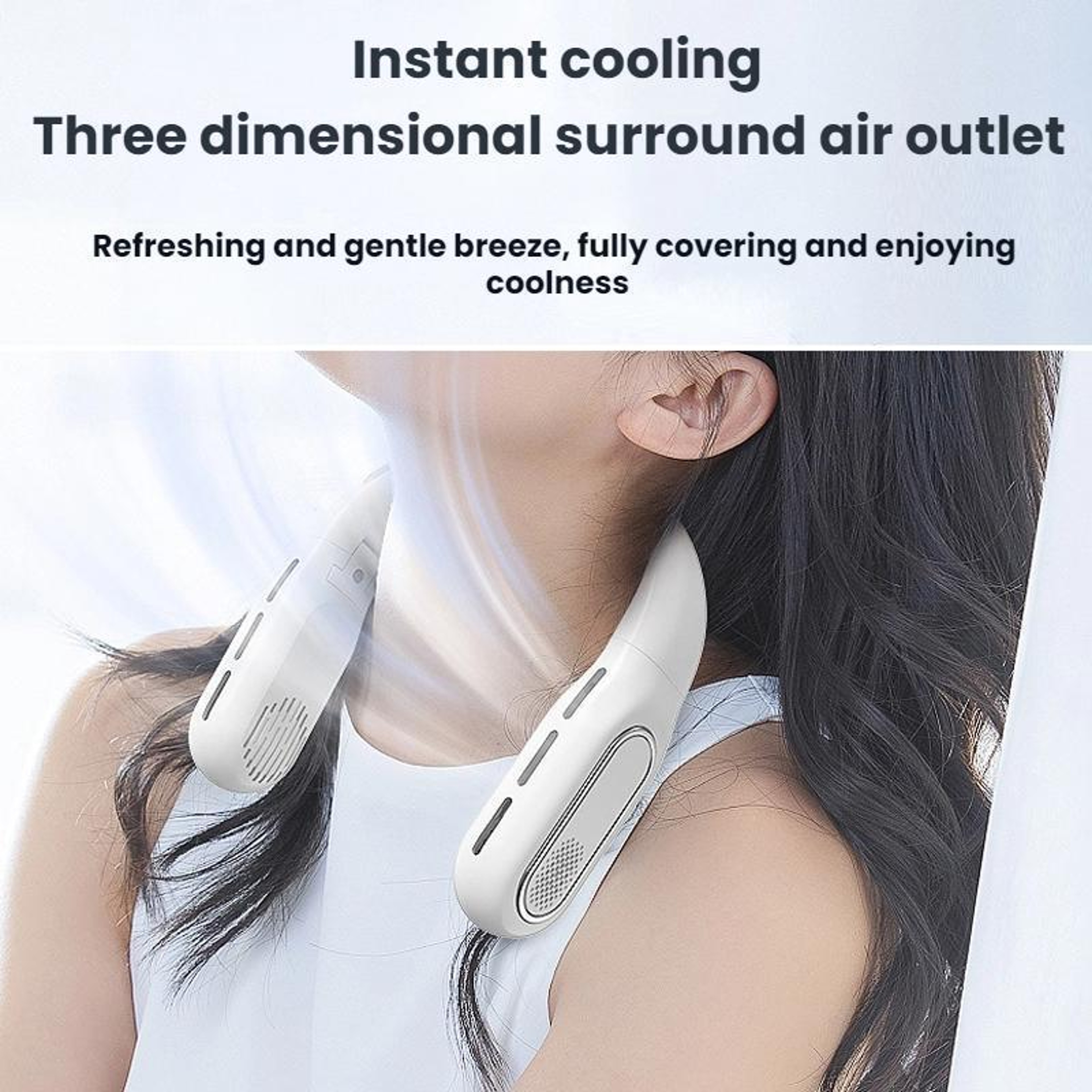 Portable Bladeless Neck Fan with LCD Display Foldable Wearable Cooling Fan USB Rechargeable – view 4