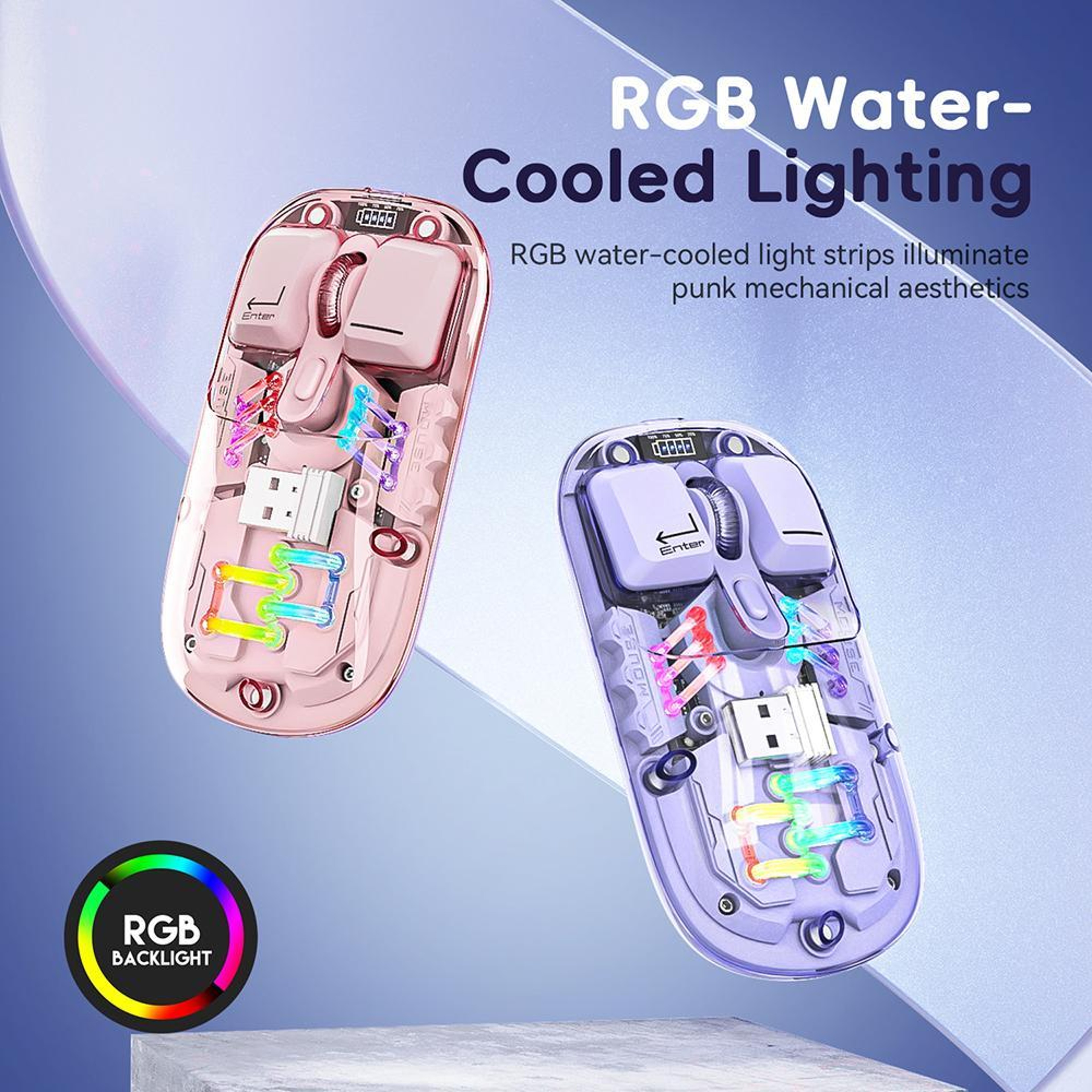 IMICE T300 Bluetooth Wireless Mouse Rechargeable Dual Mode Mouse with RGB Lighting Silent Clicks – view 3