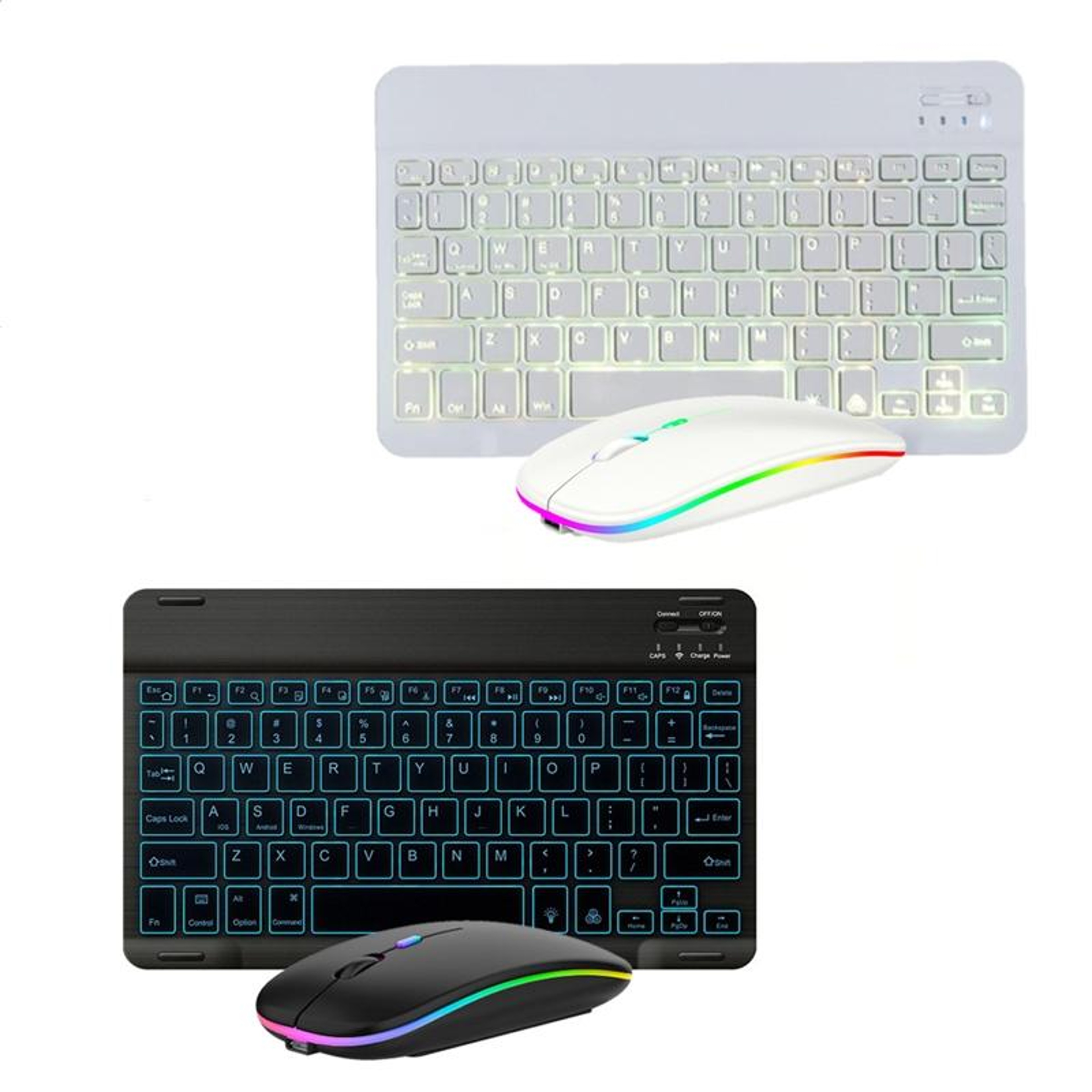 RGB Backlit Bluetooth Keyboard and Mouse Set Portable Wireless Keyboard for Tablet and Phone – view 2