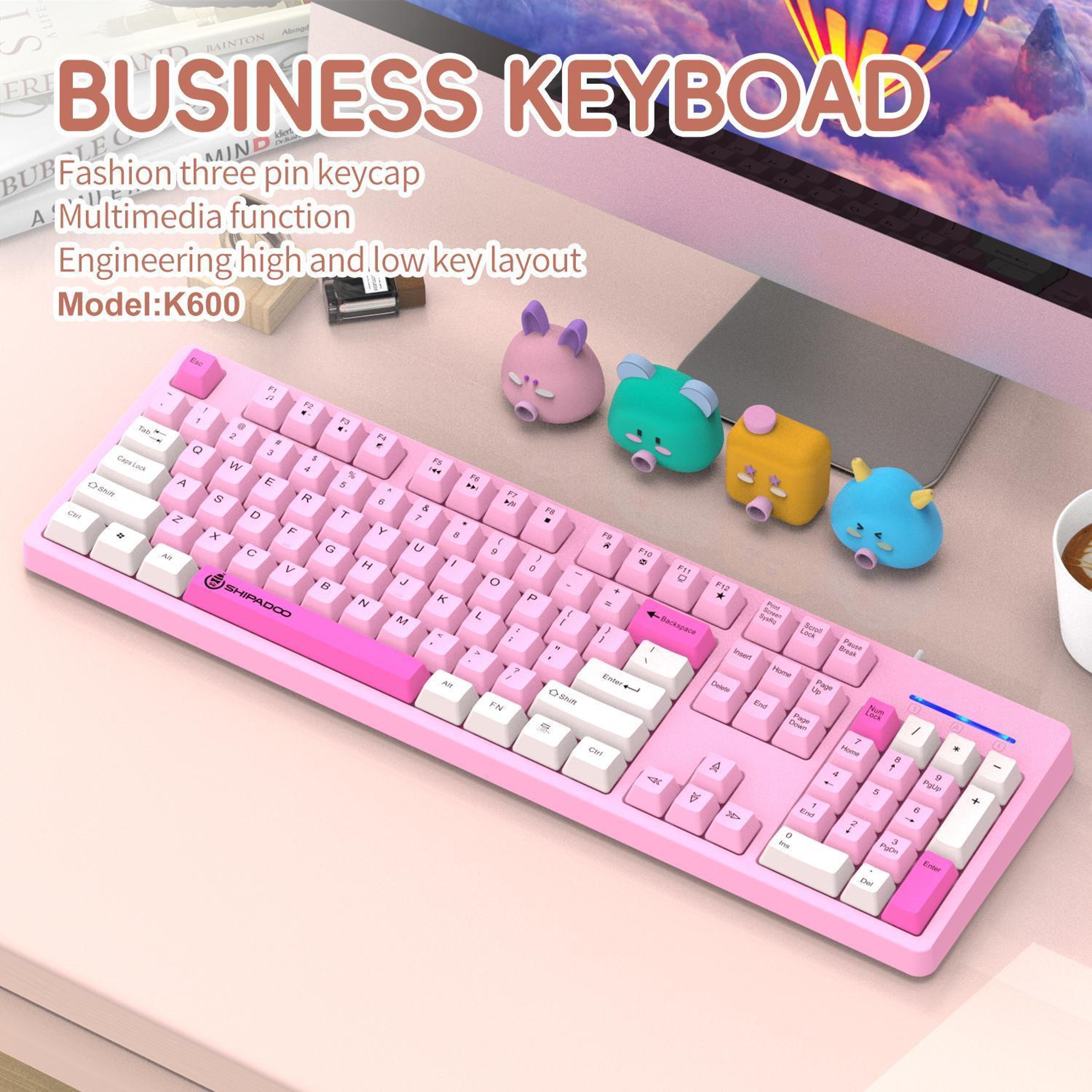 SHIPADOO K600 Ergonomic Wired Keyboard Full Size USB Office Keyboard for Windows and Mac – view 6
