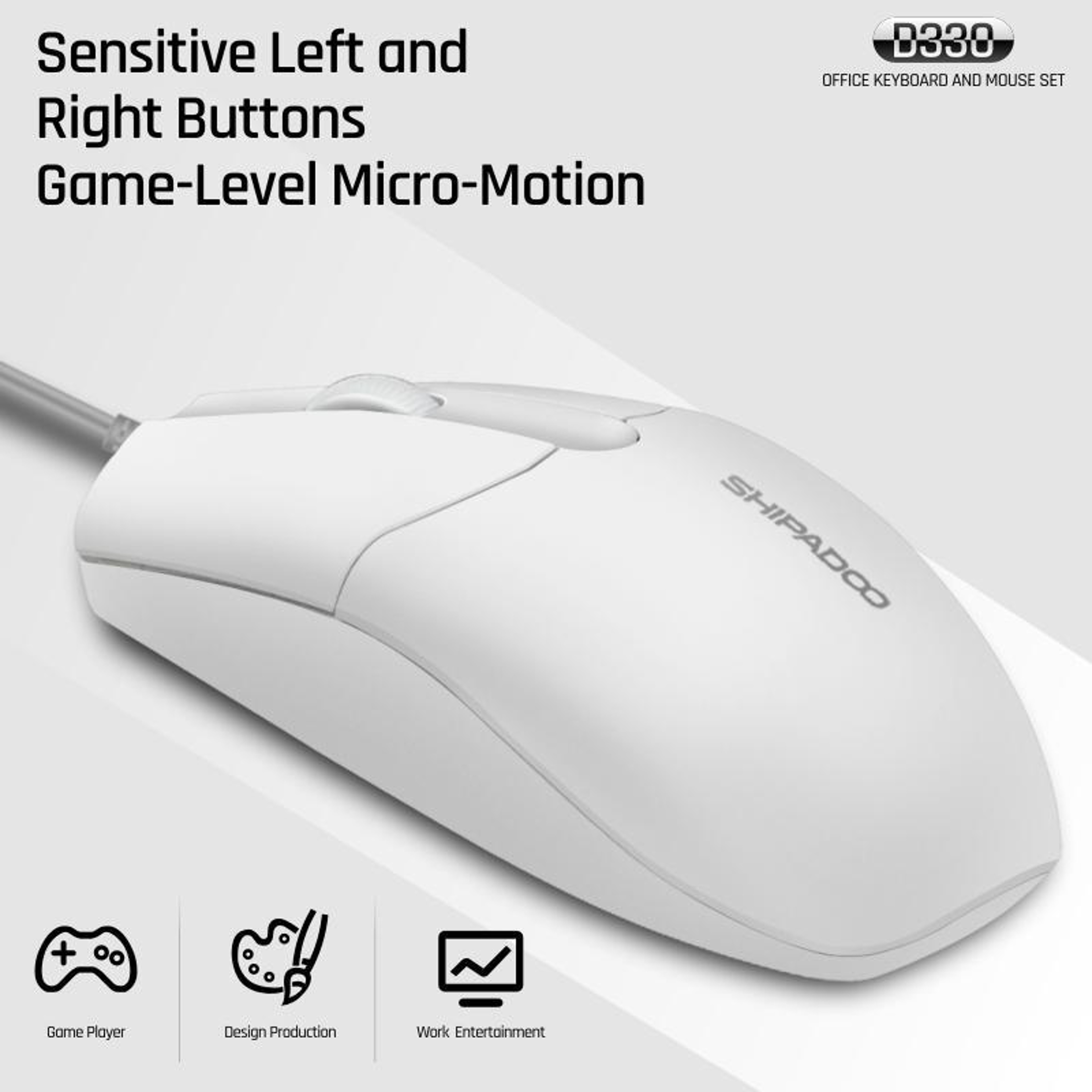 SHIPADOO D330 Wired Keyboard Mouse Combo USB Computer Keyboard and Mouse for Office Home Gaming – view 13