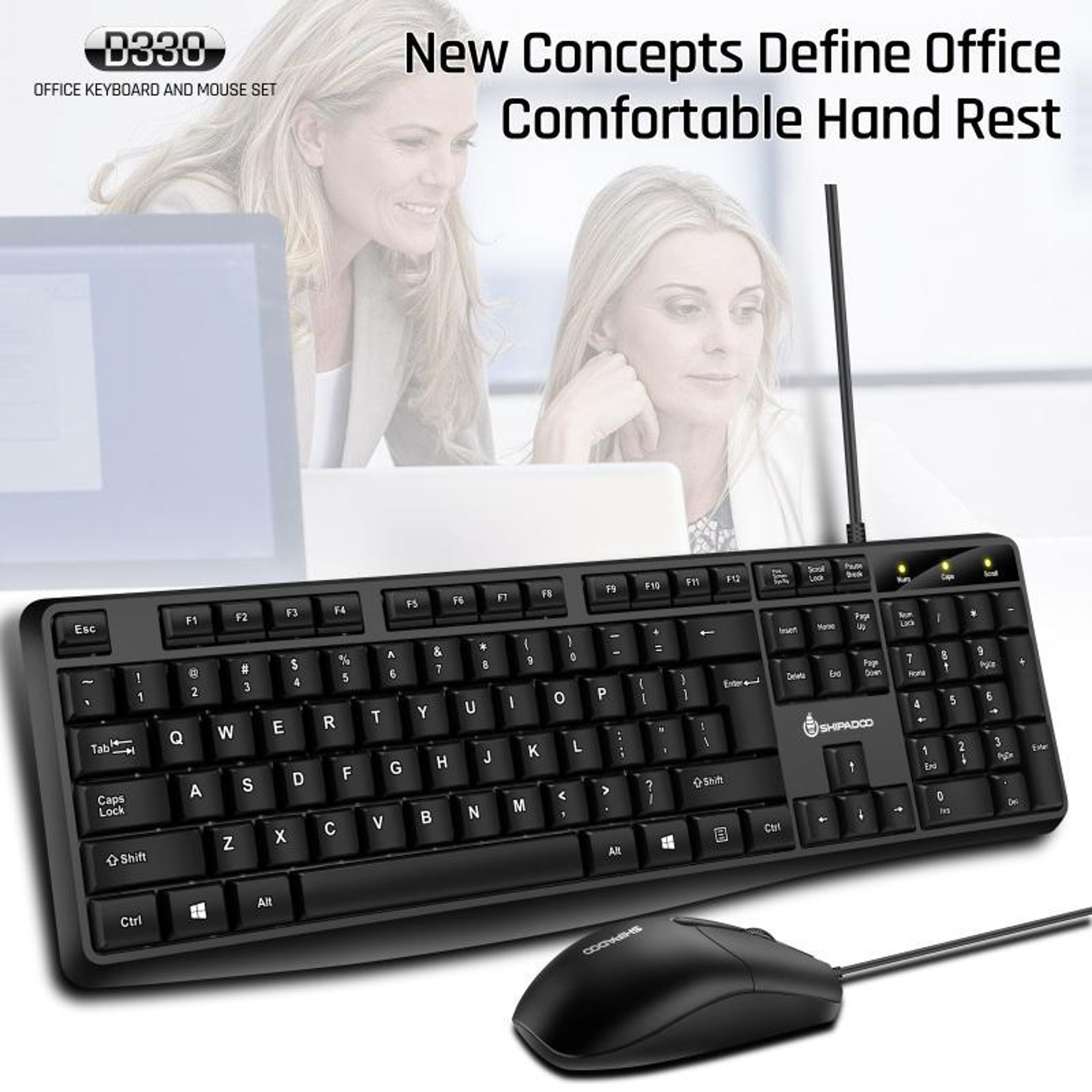 SHIPADOO D330 Wired Keyboard Mouse Combo USB Computer Keyboard and Mouse for Office Home Gaming – view 7