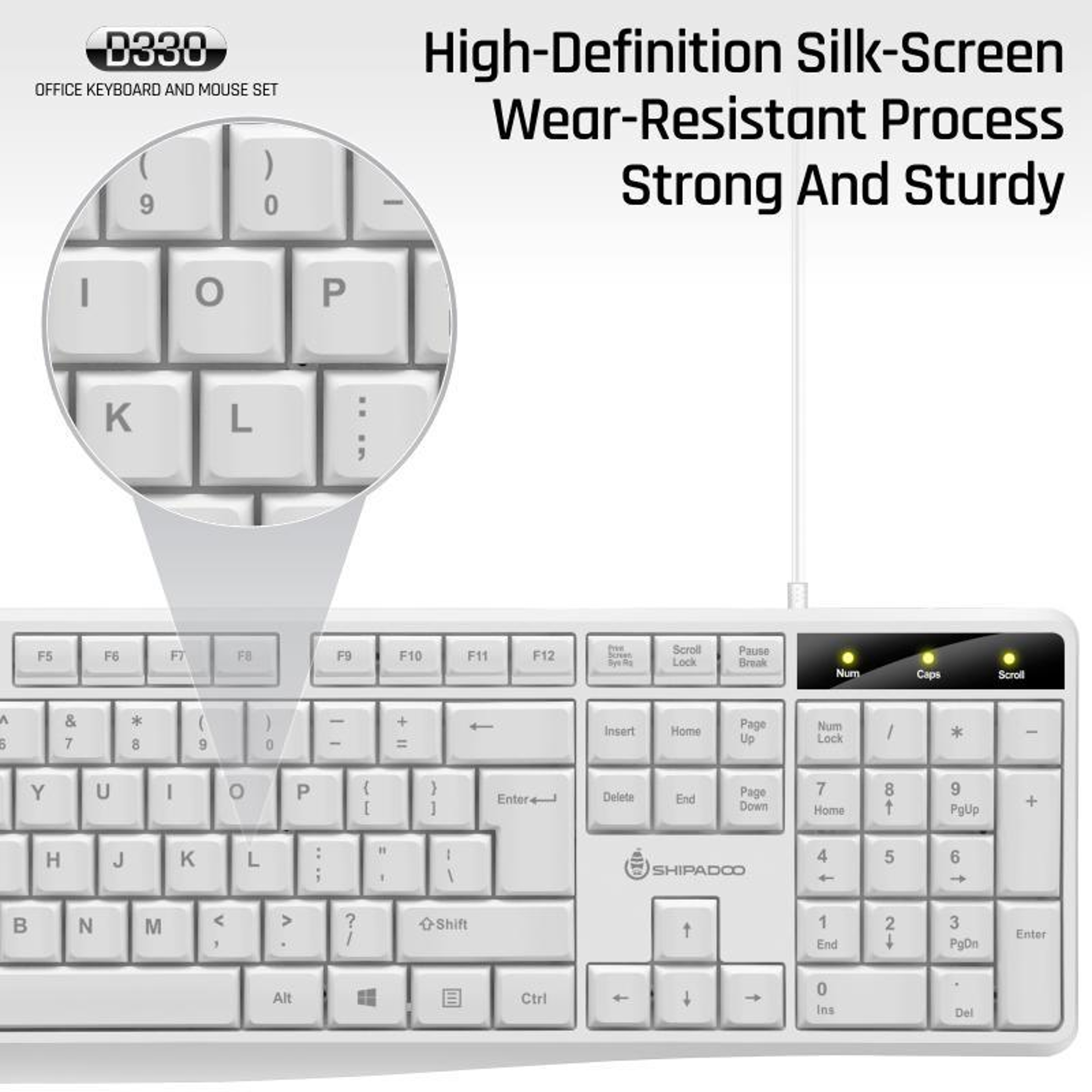 SHIPADOO D330 Wired Keyboard Mouse Combo USB Computer Keyboard and Mouse for Office Home Gaming – view 8