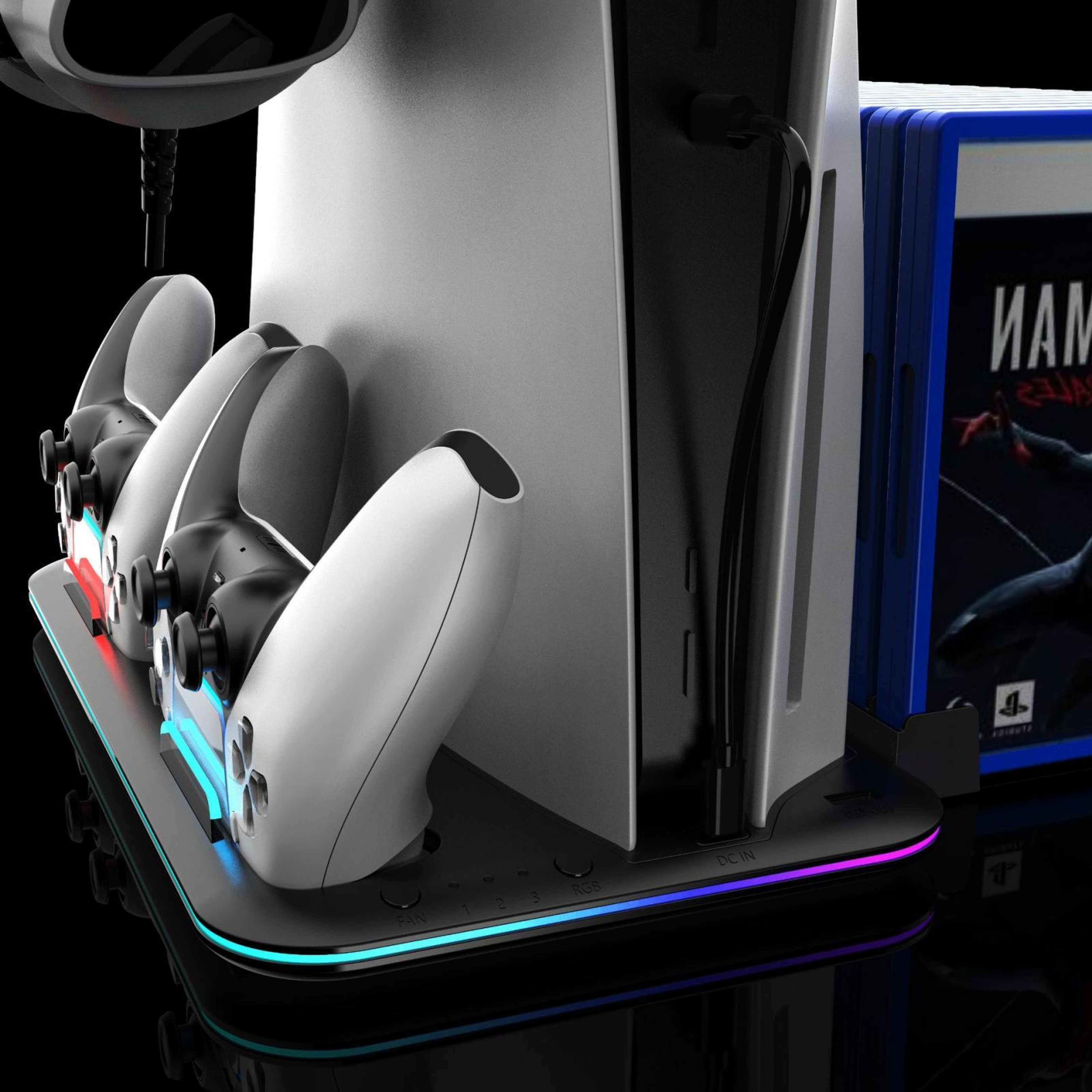 PS5 Cooling Stand with Dual Controller Charging Station and Game Storage for PS5 Slim Pro – view 6