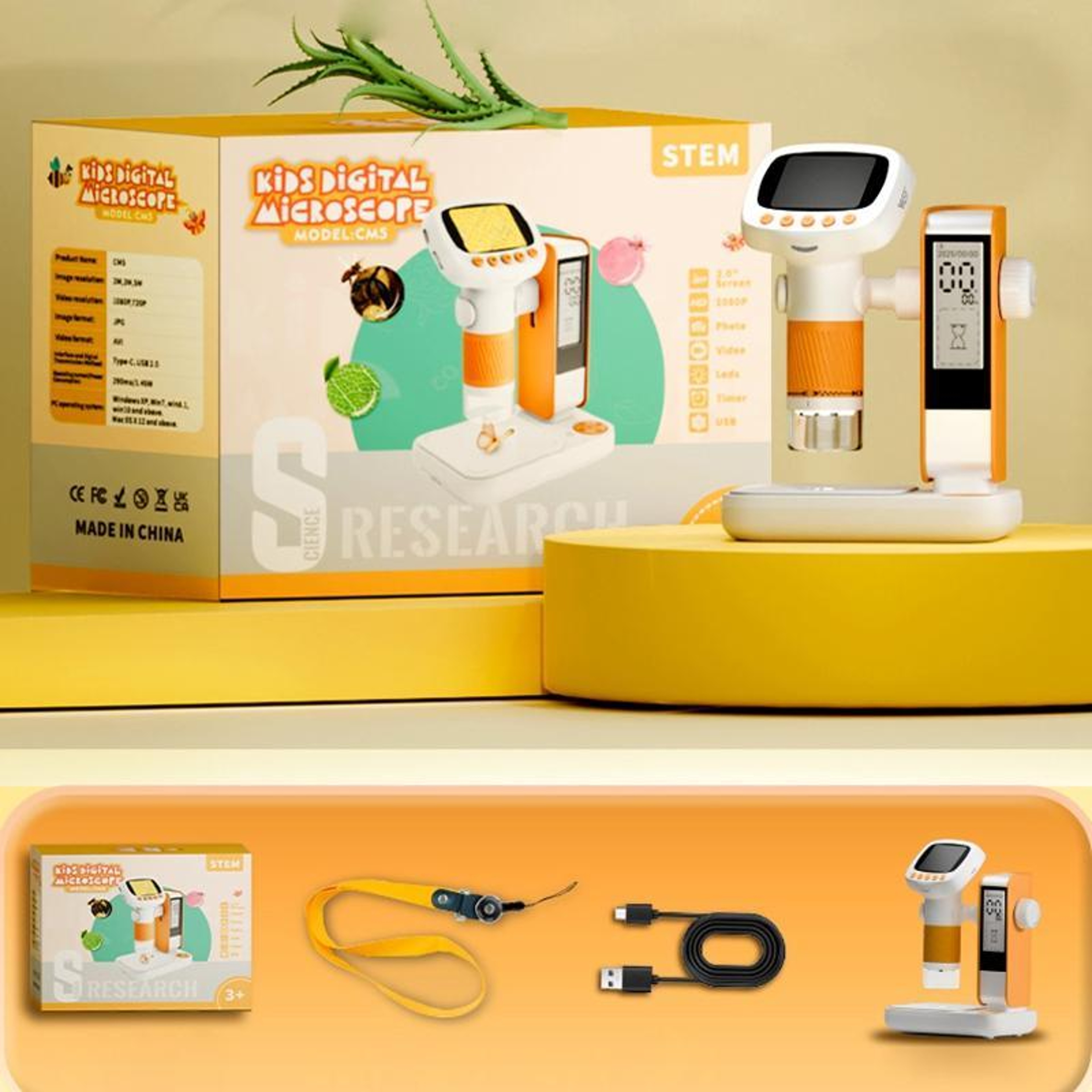 CM5 HD Digital Microscope with 2 Inch IPS Screen USB Portable Electronic Microscope – view 3