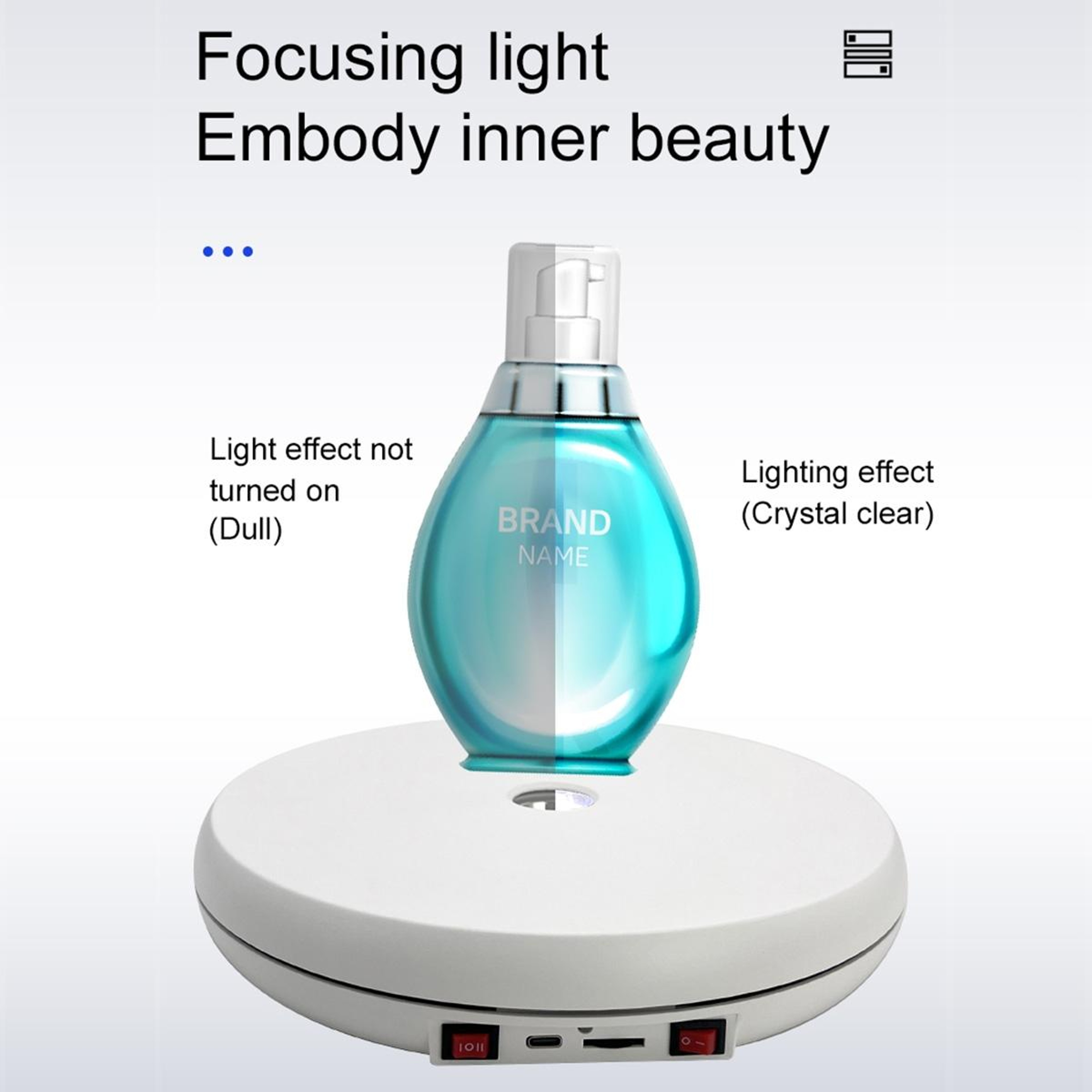 25cm Rotating Display Stand with LED Light 360° Electric Display Turntable – view 3