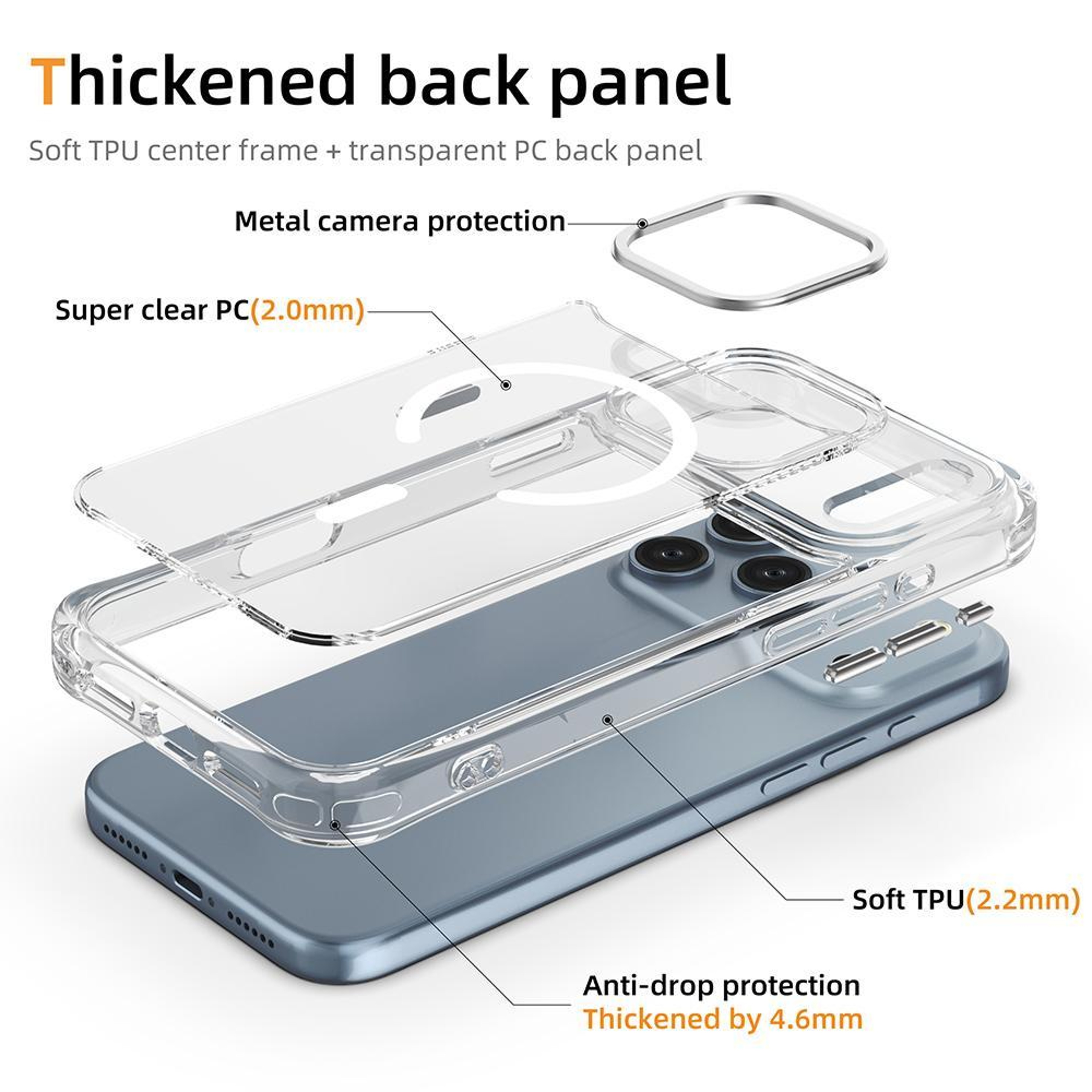 Magnetic IPhone 17 Pro  Pro Max Case Shockproof TPU PC Hybrid Protective Cover 2