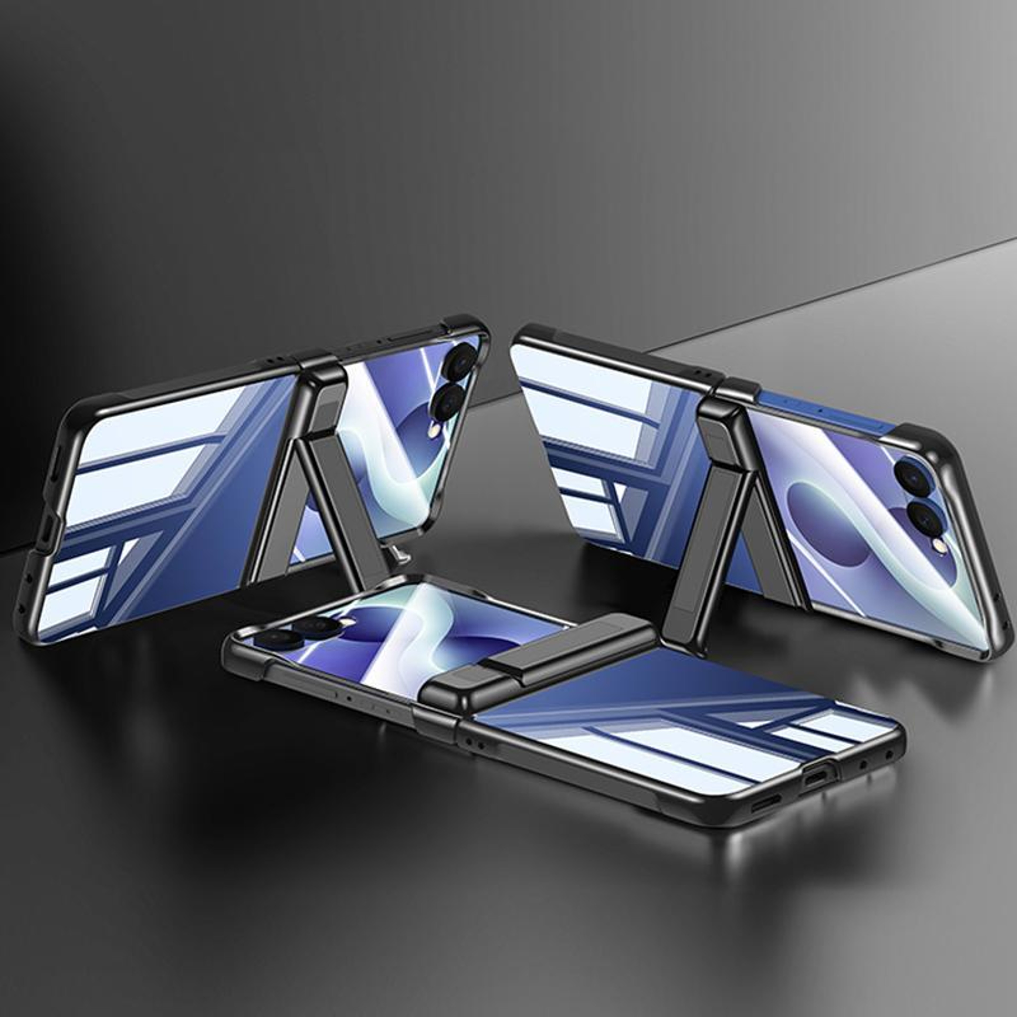 Galaxy Z Flip8 5G Hinge Protection Case Clear Electroplated Shockproof Cover with Kickstand – view 2