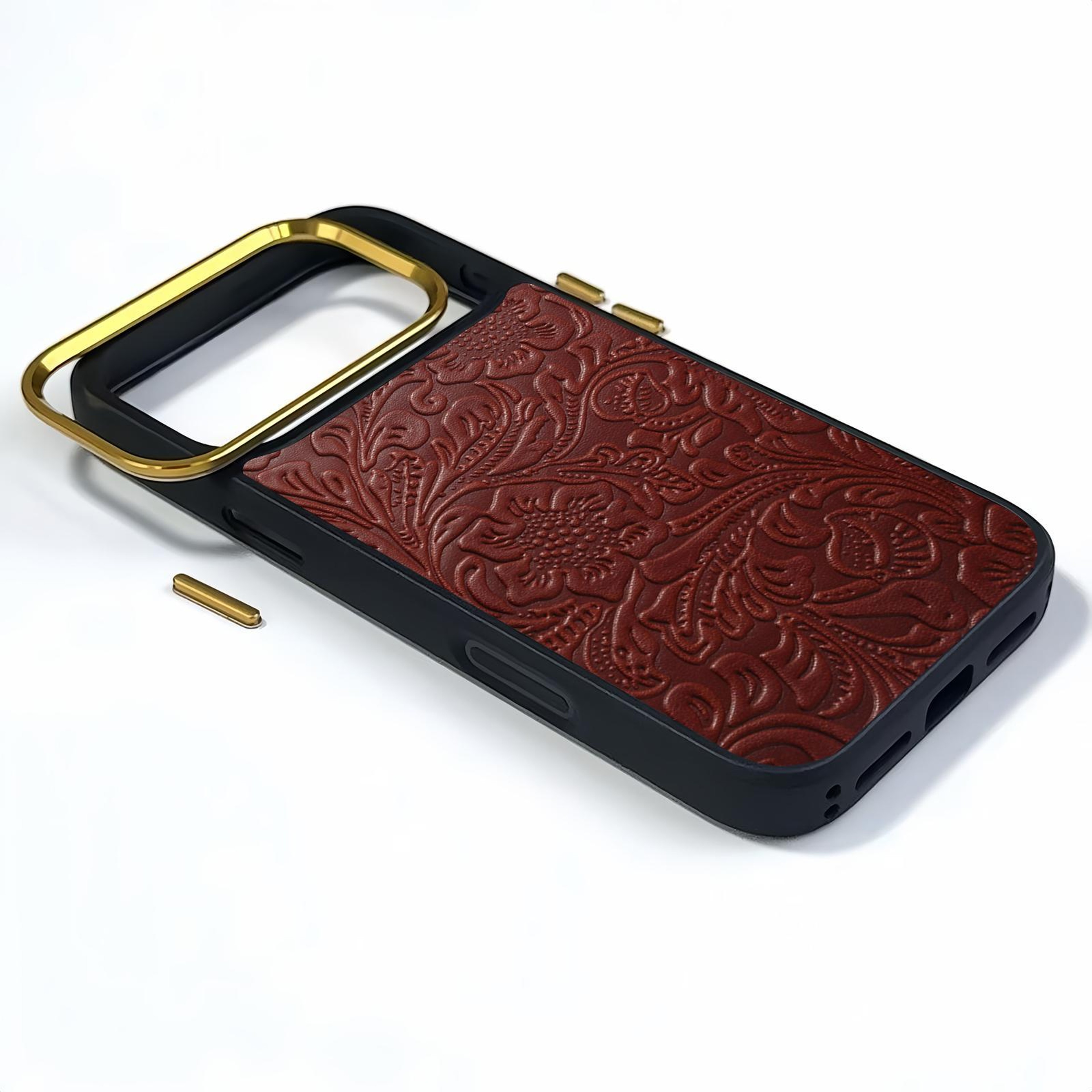 IPhone 17 Pro  Pro Max Leather MagSafe Phone Case With Retro Flower Texture 2
