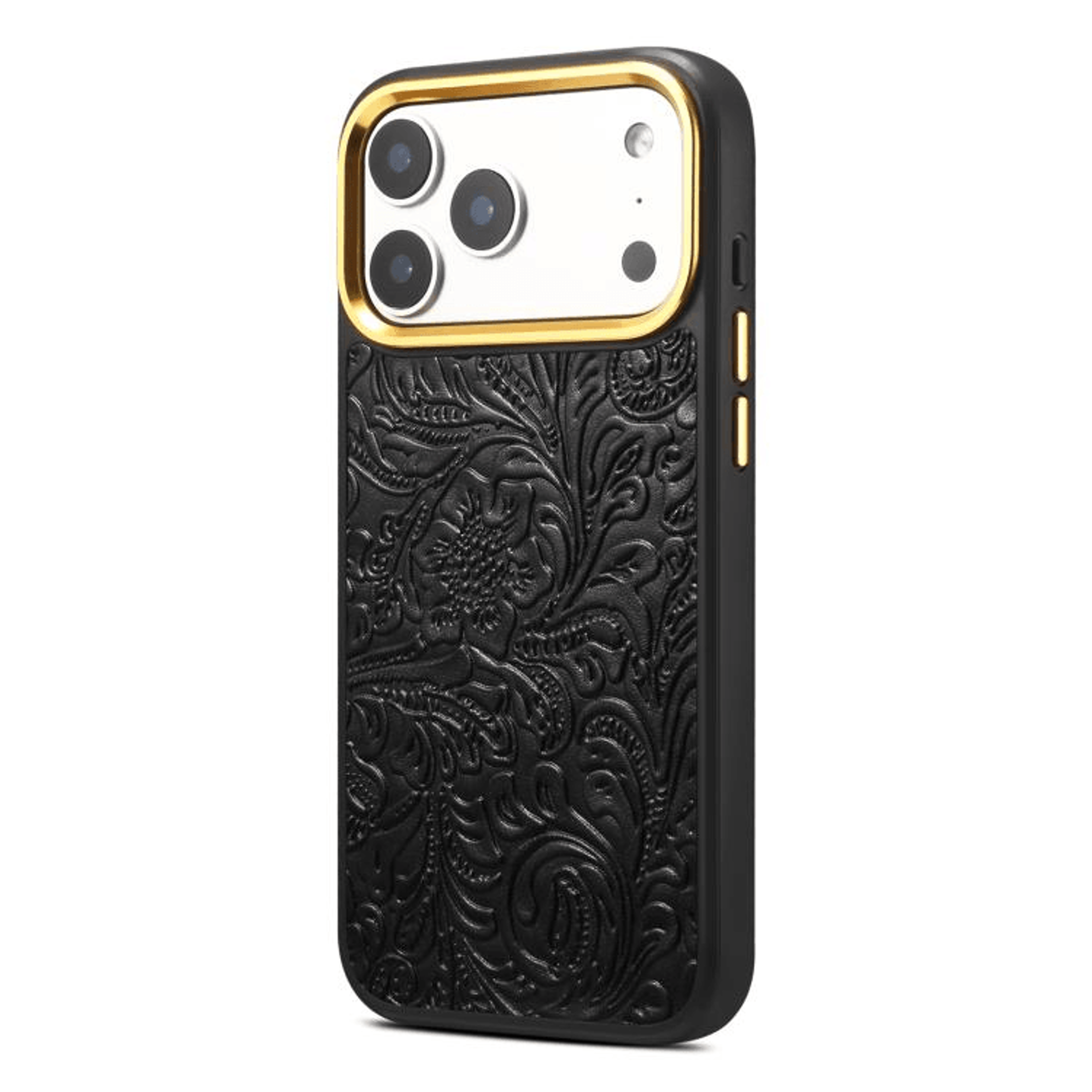 IPhone 17 Pro  Pro Max Leather MagSafe Phone Case With Retro Flower Texture 9